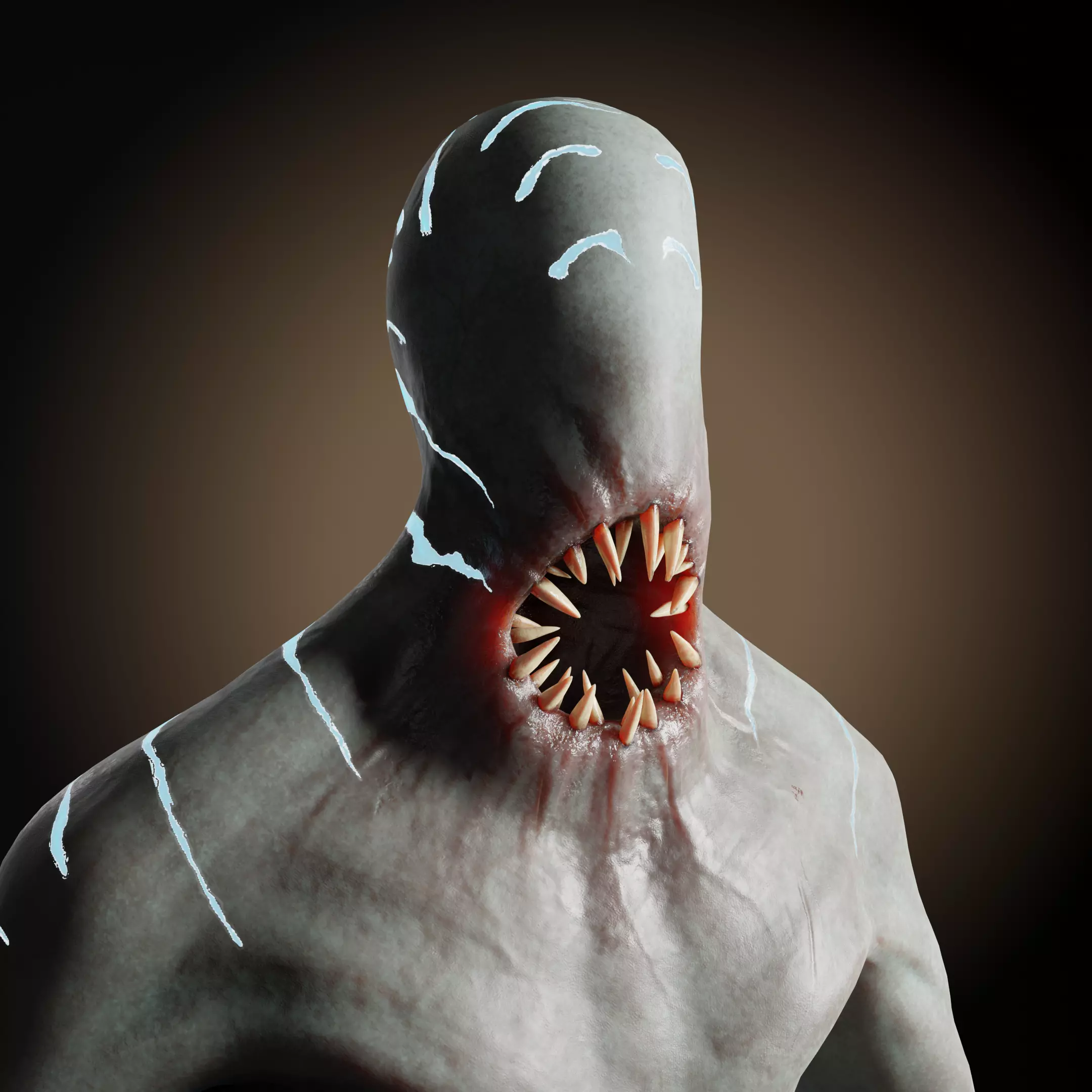 Horror creature Low-poly 3D model_0