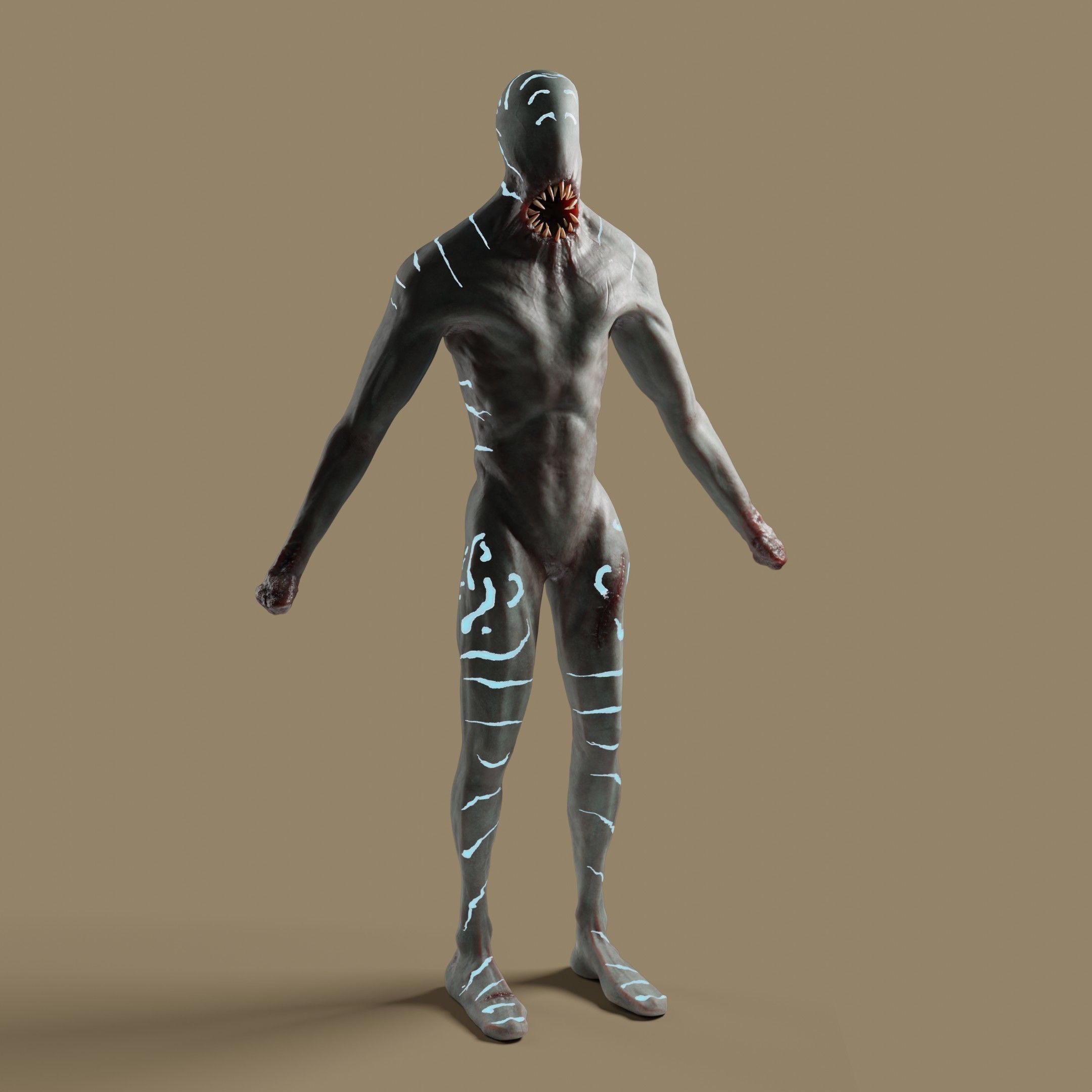 Horror creature Low-poly 3D model_11