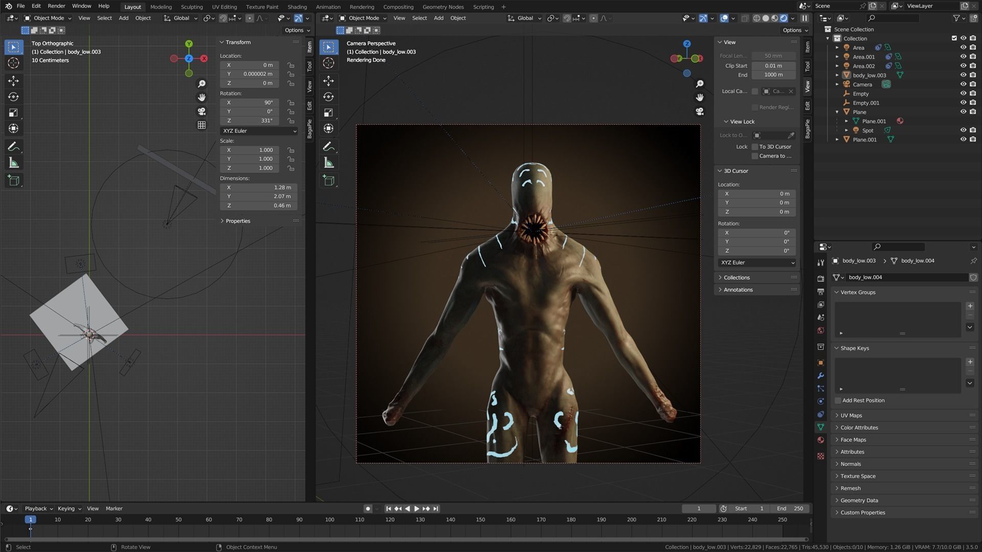 Horror creature Low-poly 3D model_4