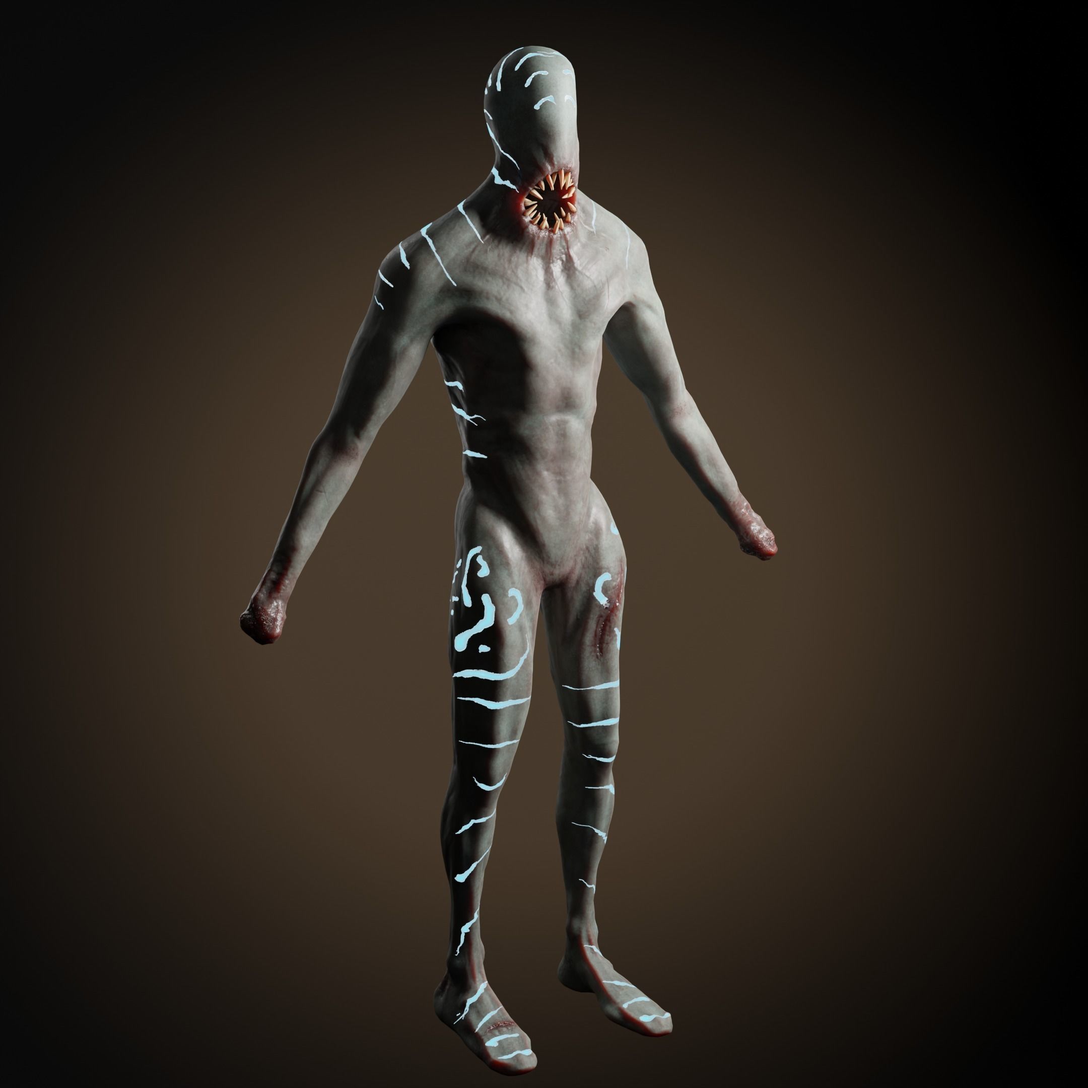 Horror creature Low-poly 3D model_1
