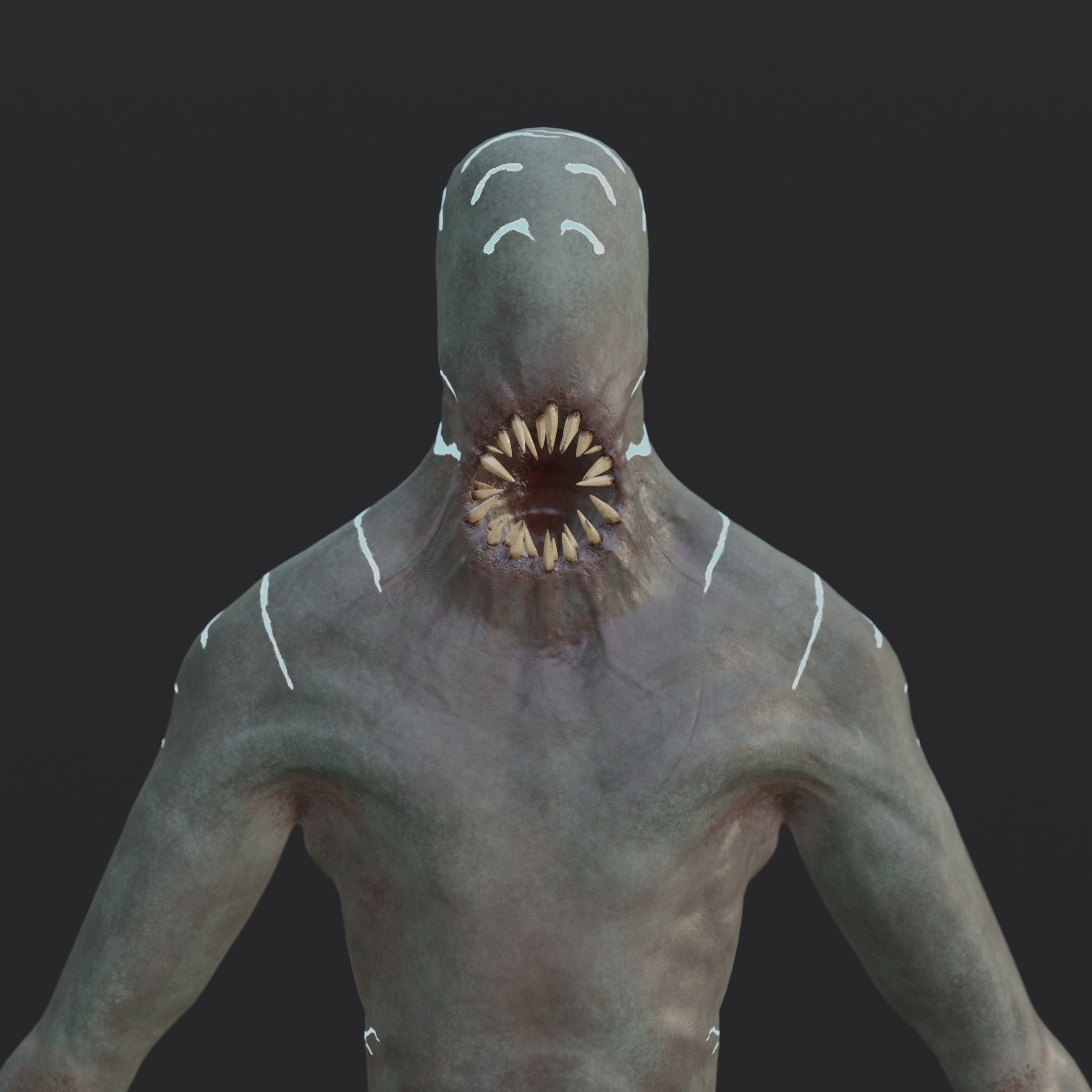 Horror creature Low-poly 3D model_8
