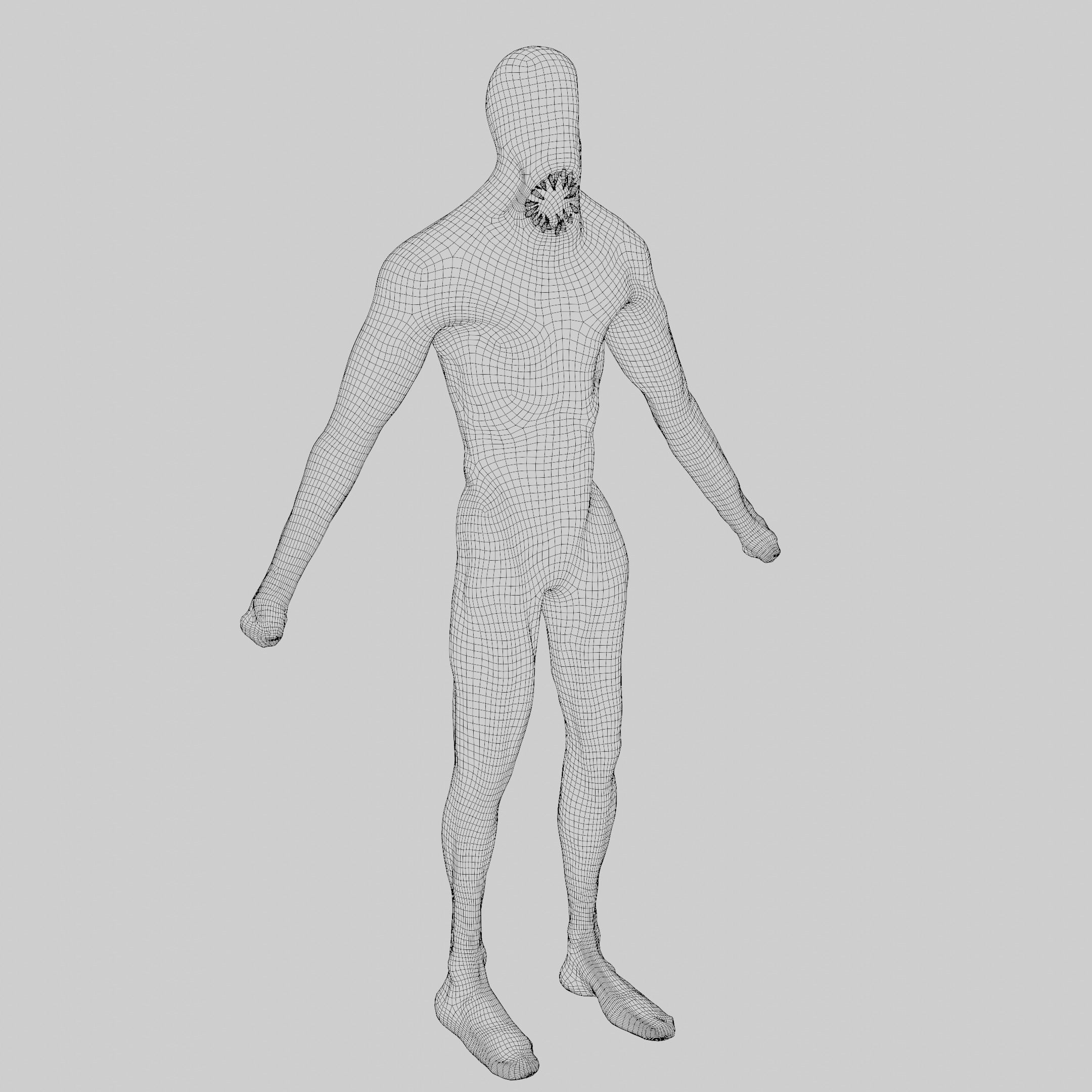 Horror creature Low-poly 3D model_3