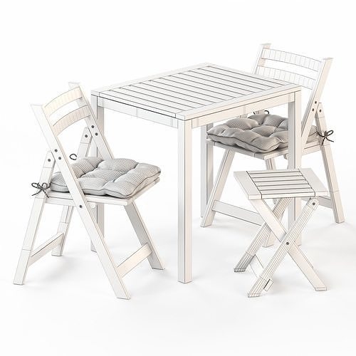 NAMMARO Table stool and 2 folding chairs IKEA 3D model 4