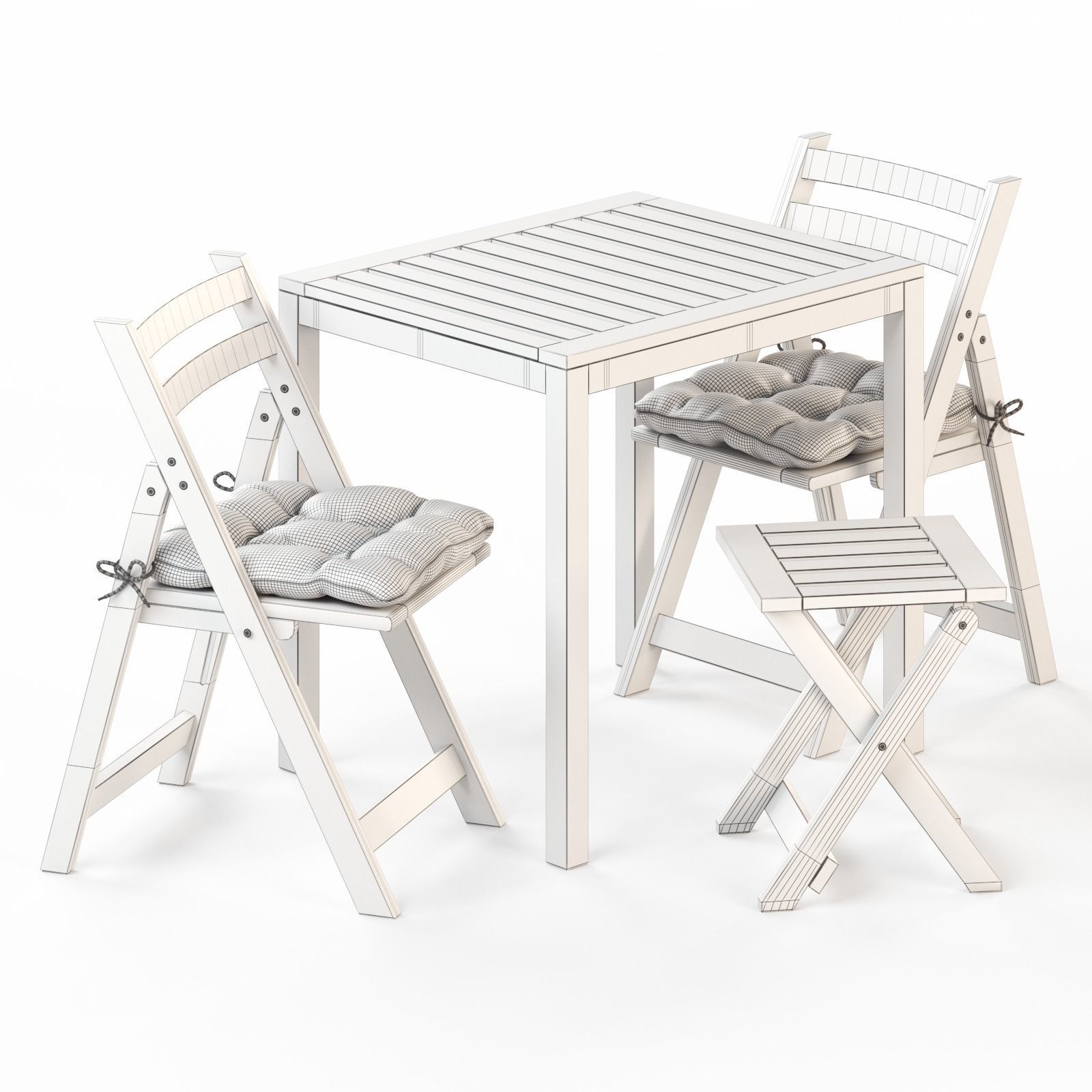 NAMMARO Table stool and 2 folding chairs IKEA 3D model_3