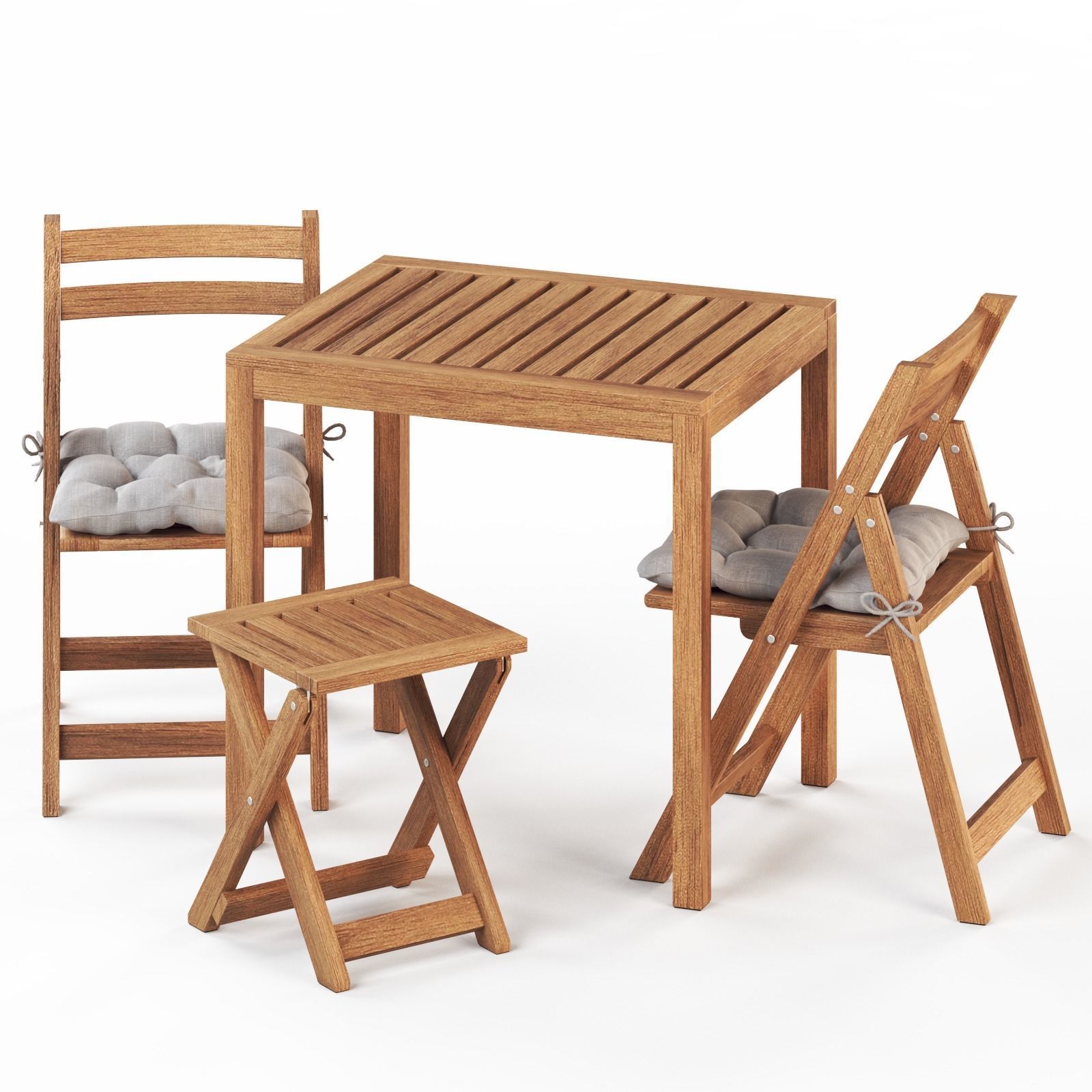 NAMMARO Table stool and 2 folding chairs IKEA 3D model_1