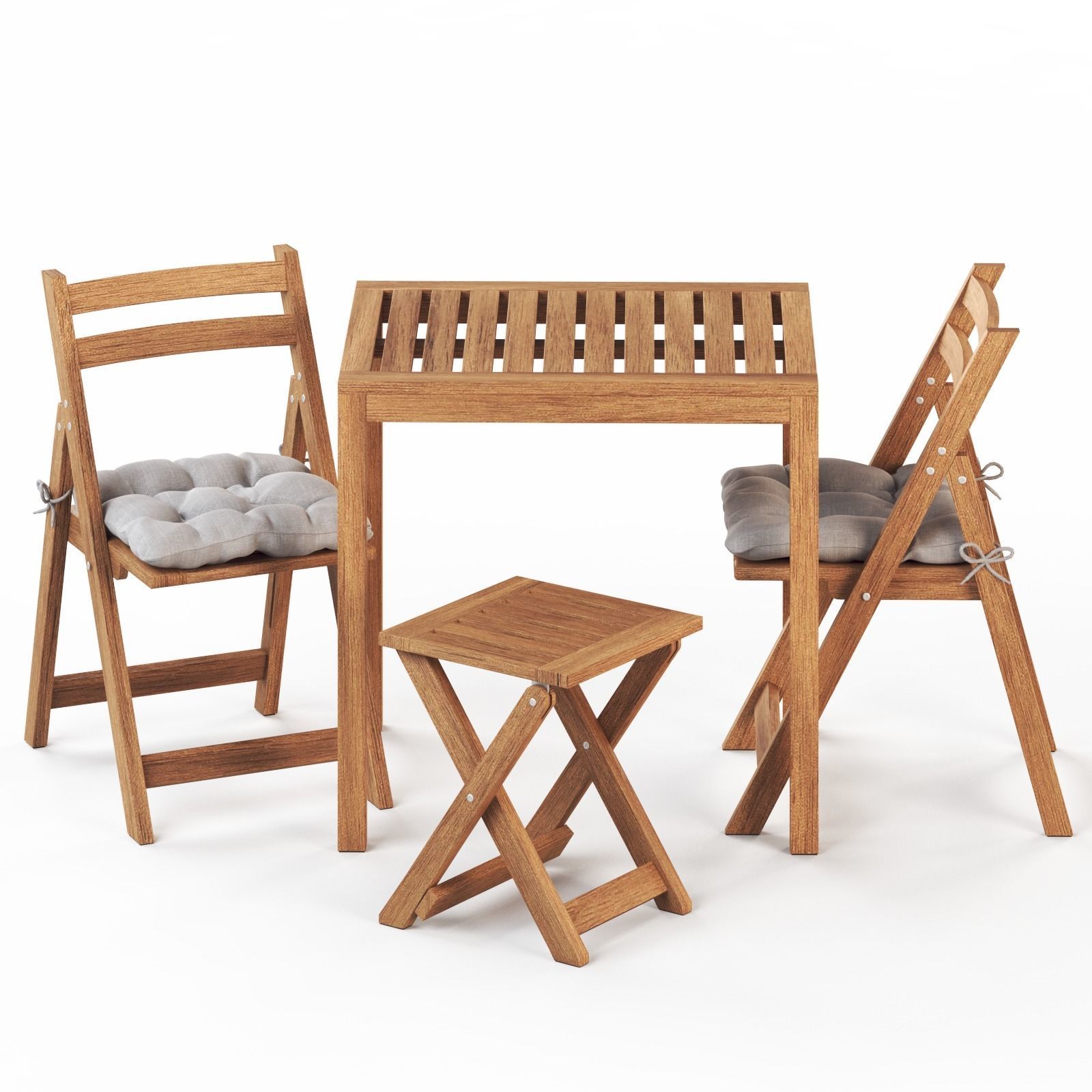 NAMMARO Table stool and 2 folding chairs IKEA 3D model_2