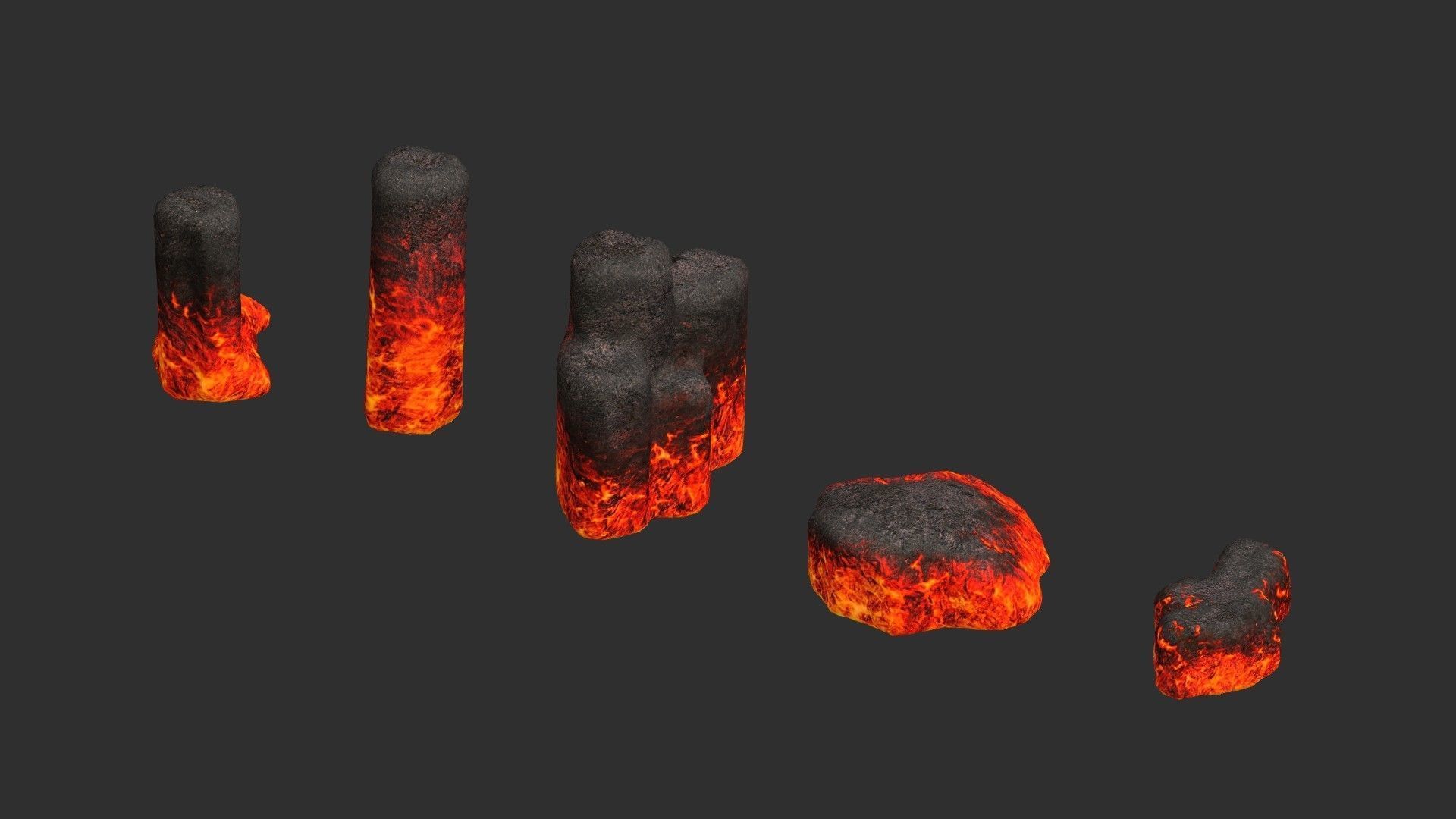 Rock Set 01 - Lava Low-poly 3D model_11