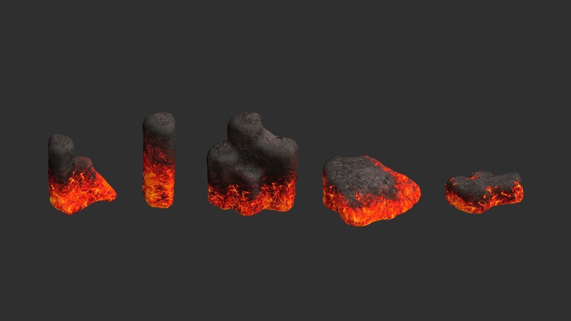 Rock Set 01 - Lava Low-poly 3D model_3