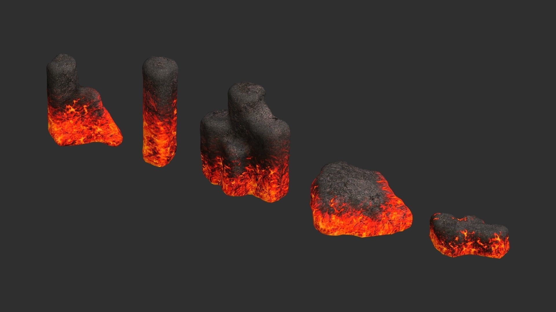Rock Set 01 - Lava Low-poly 3D model_13