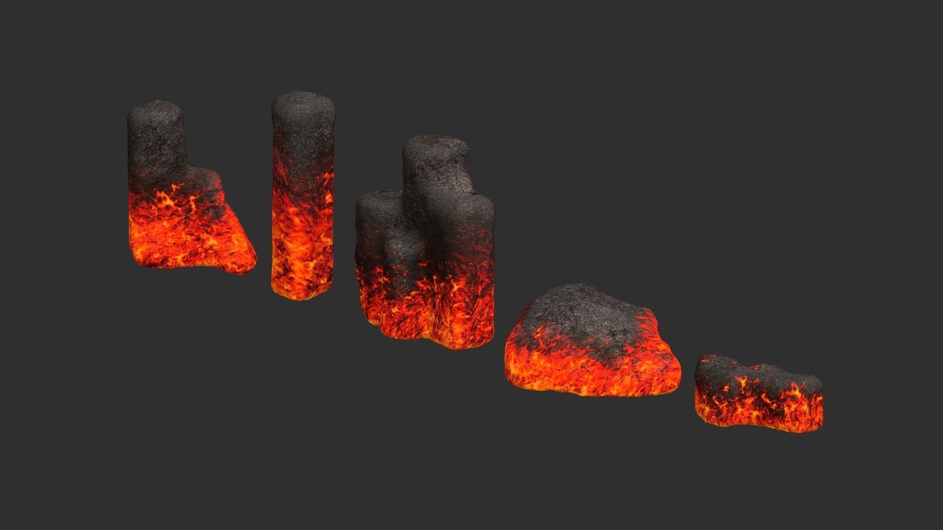 Rock Set 01 - Lava Low-poly 3D model_1