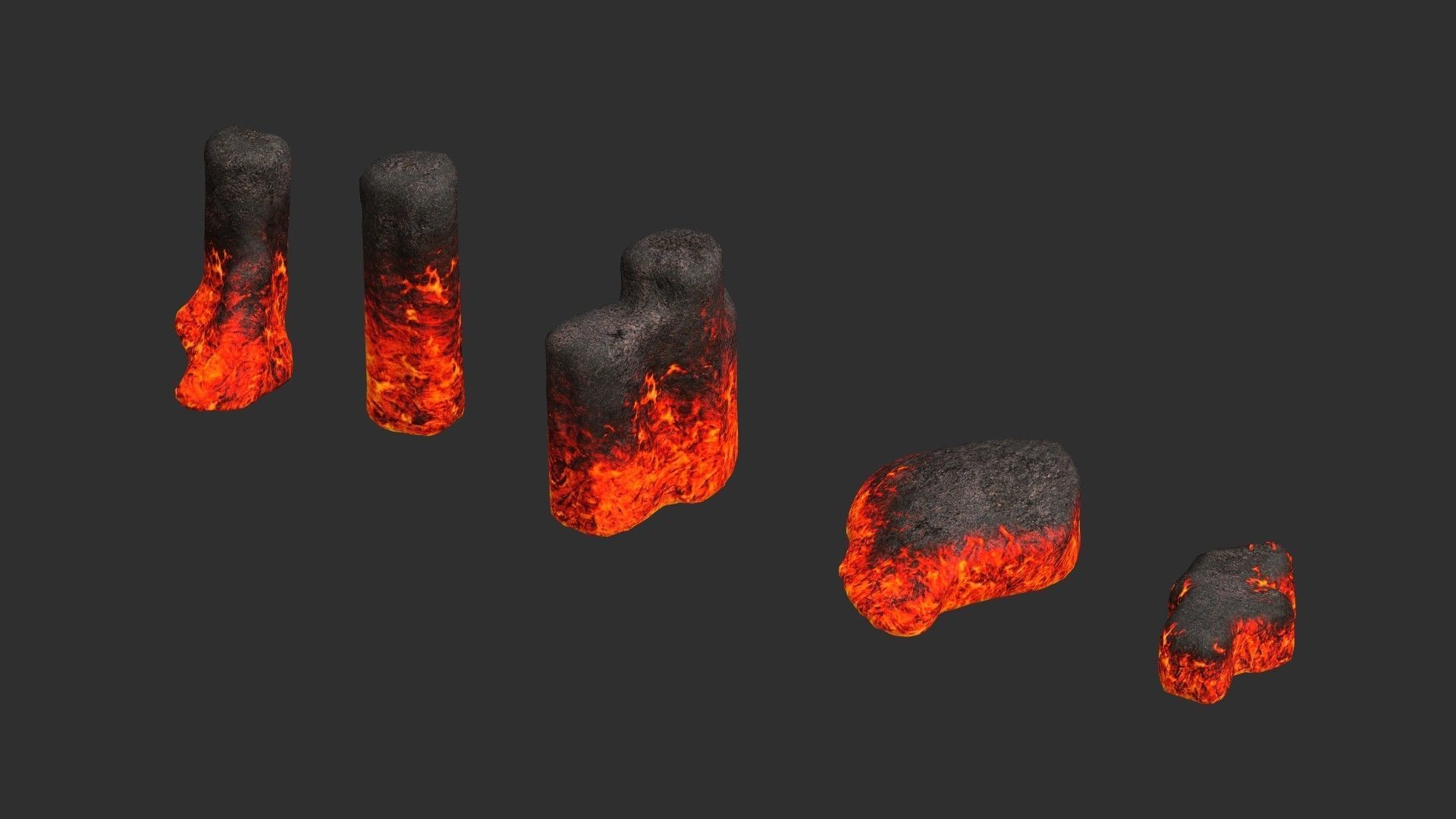 Rock Set 01 - Lava Low-poly 3D model_14