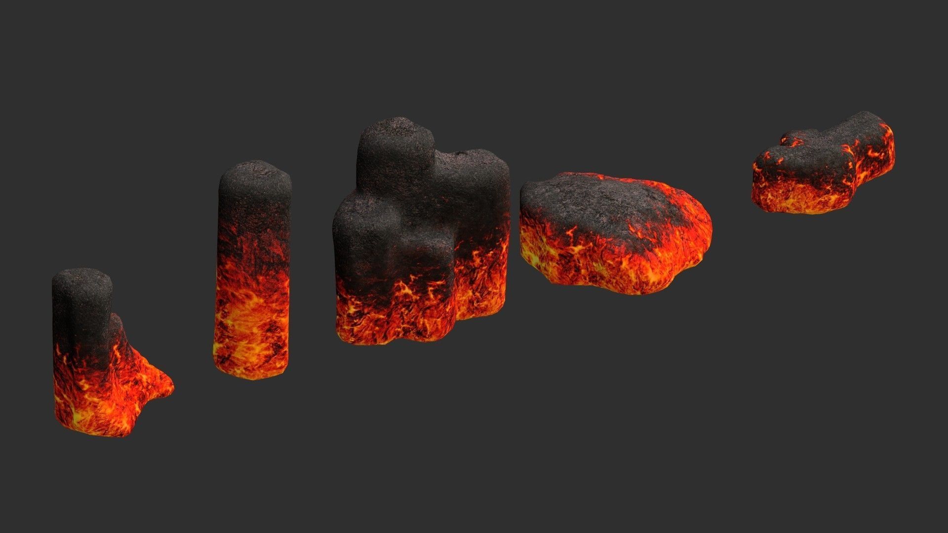 Rock Set 01 - Lava Low-poly 3D model_10