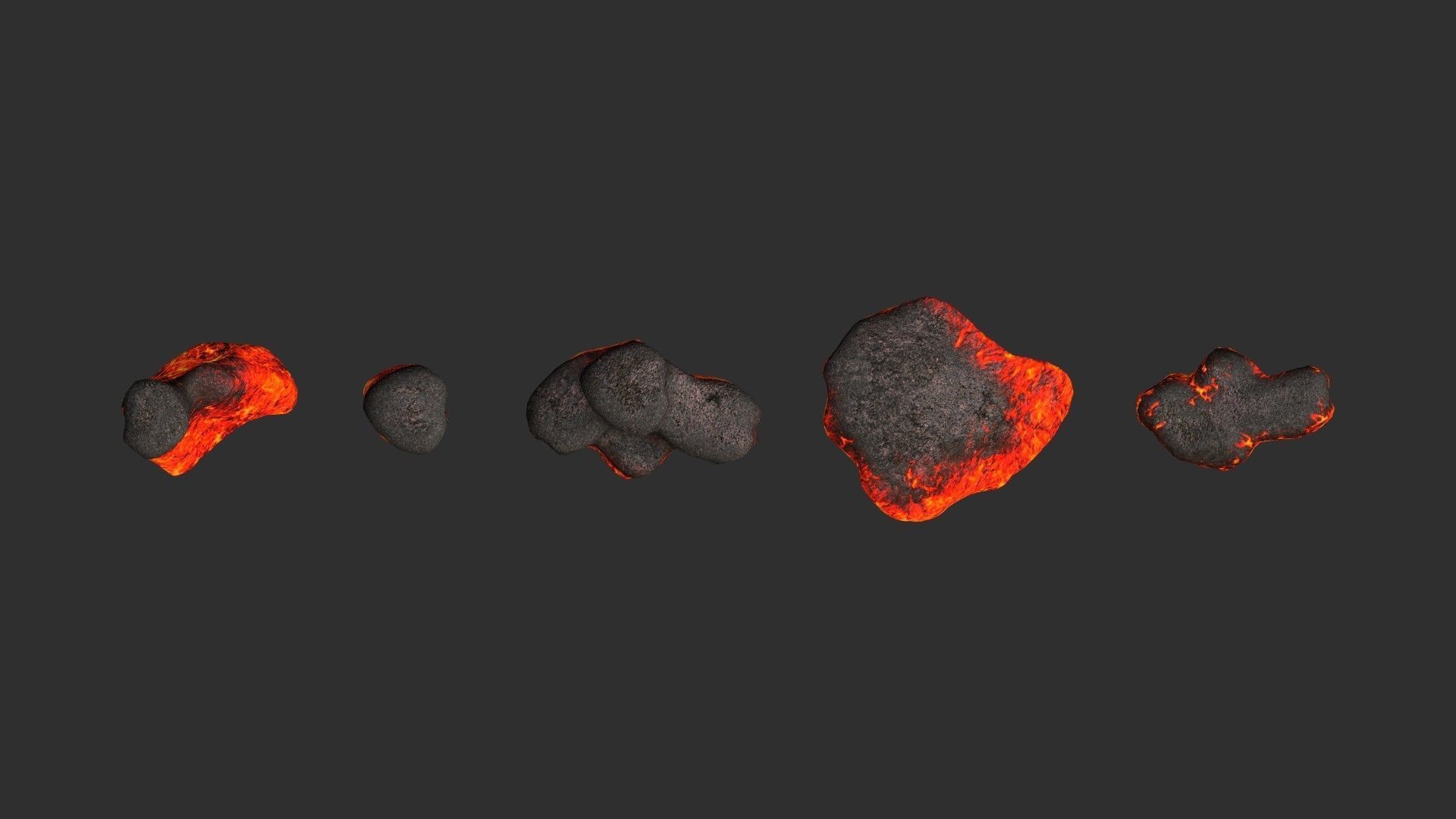 Rock Set 01 - Lava Low-poly 3D model_4