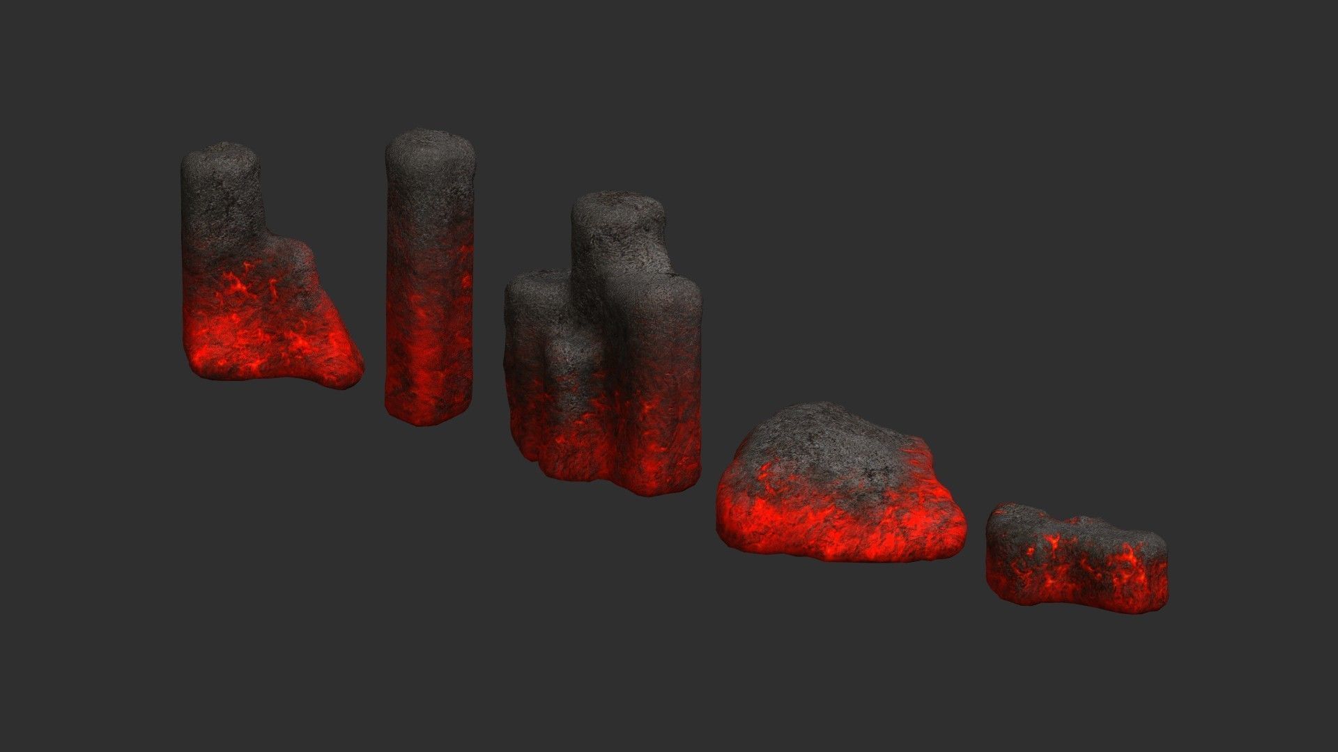 Rock Set 01 - Lava Low-poly 3D model_12