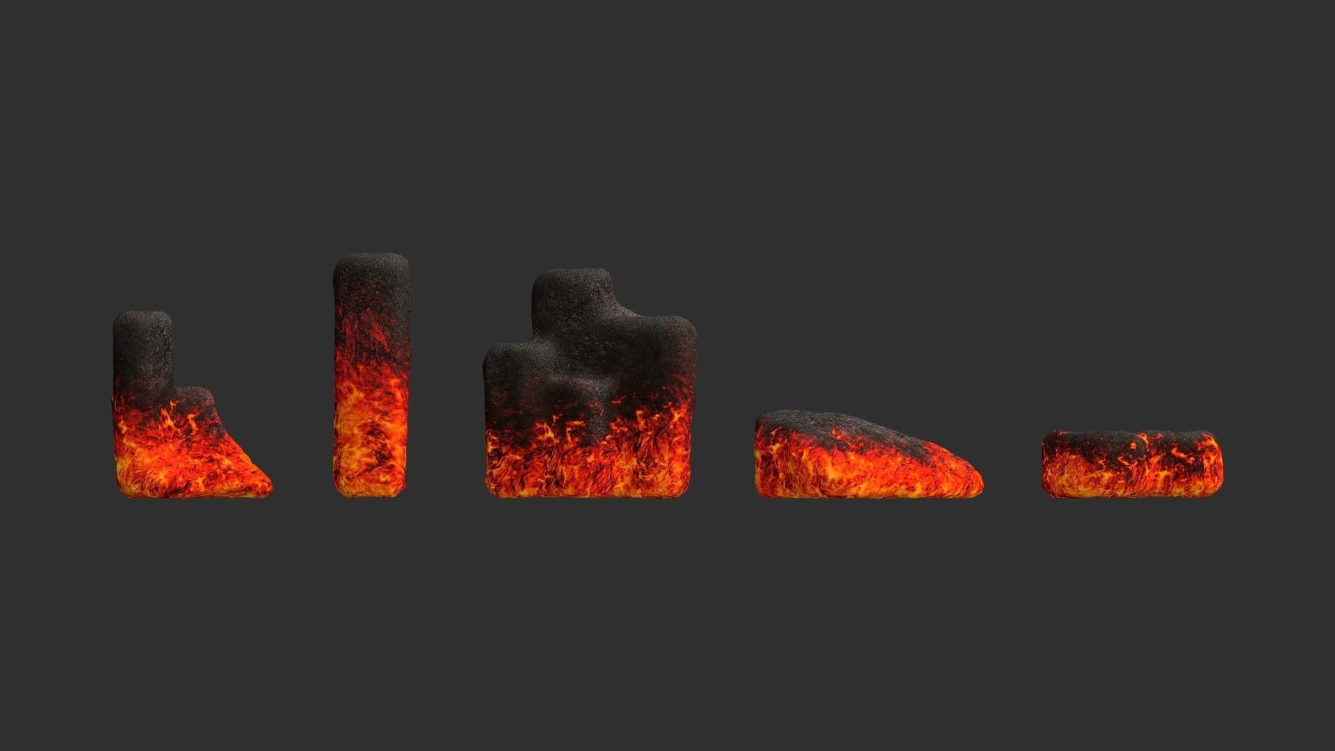 Rock Set 01 - Lava Low-poly 3D model_2