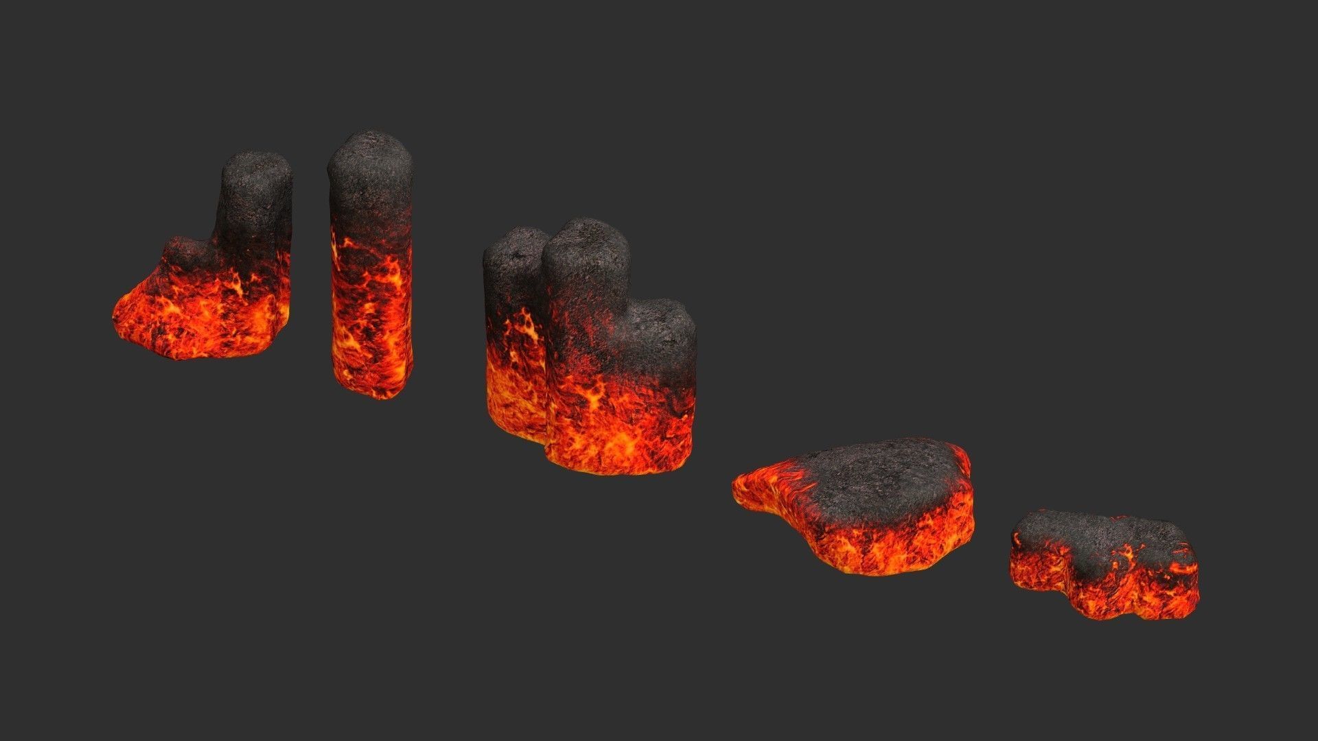 Rock Set 01 - Lava Low-poly 3D model_15