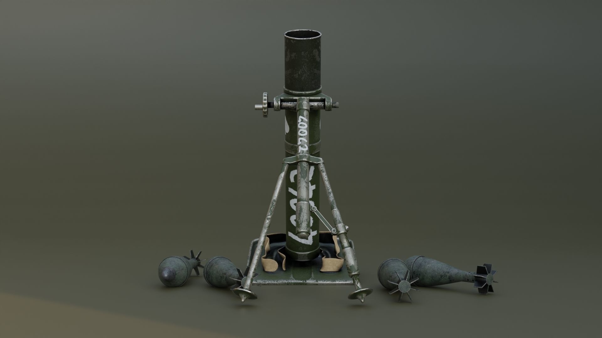 Mortar and Rocket 3D Model Wtih Blender 3D model_1