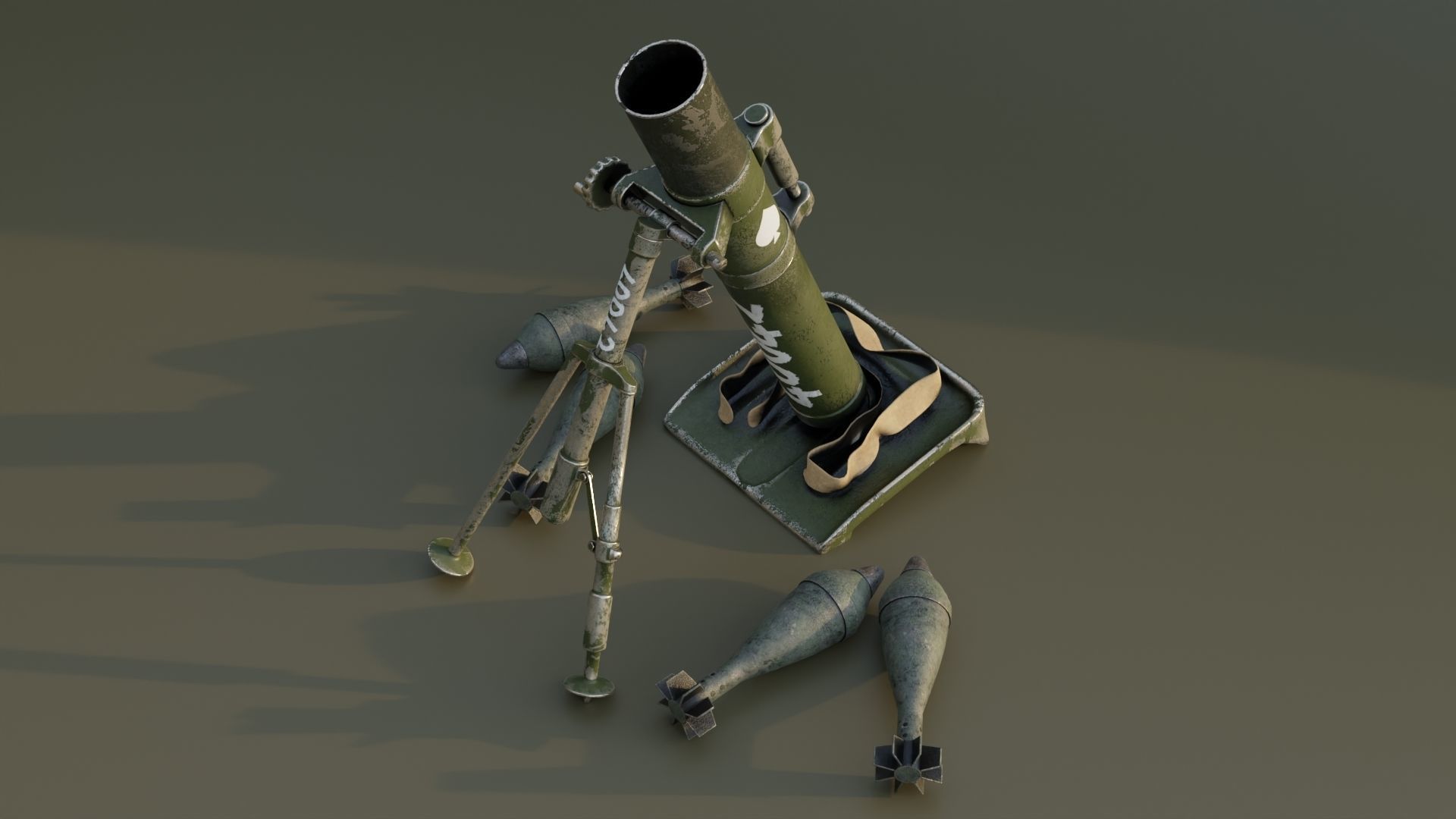 Mortar and Rocket 3D Model Wtih Blender 3D model_7