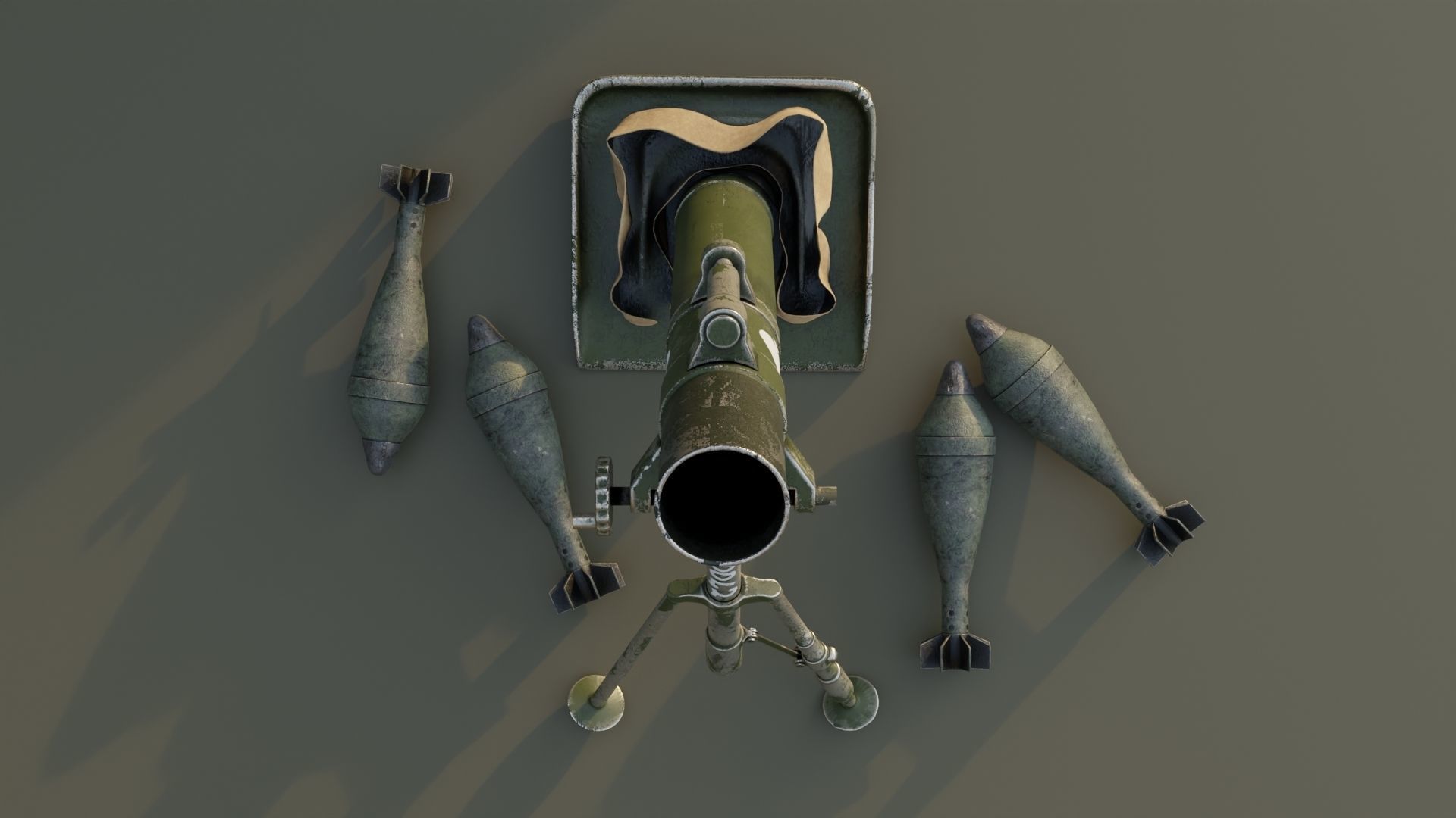 Mortar and Rocket 3D Model Wtih Blender 3D model_6