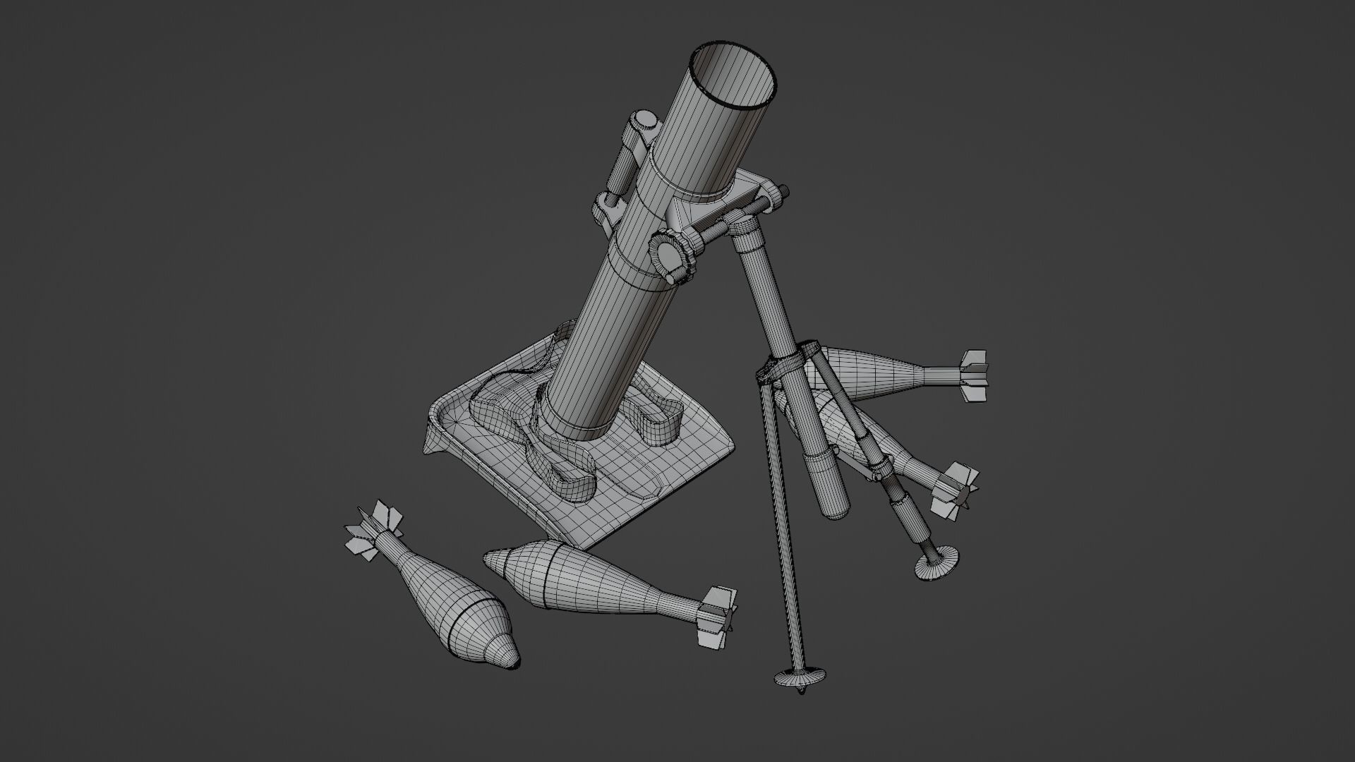 Mortar and Rocket 3D Model Wtih Blender 3D model_15