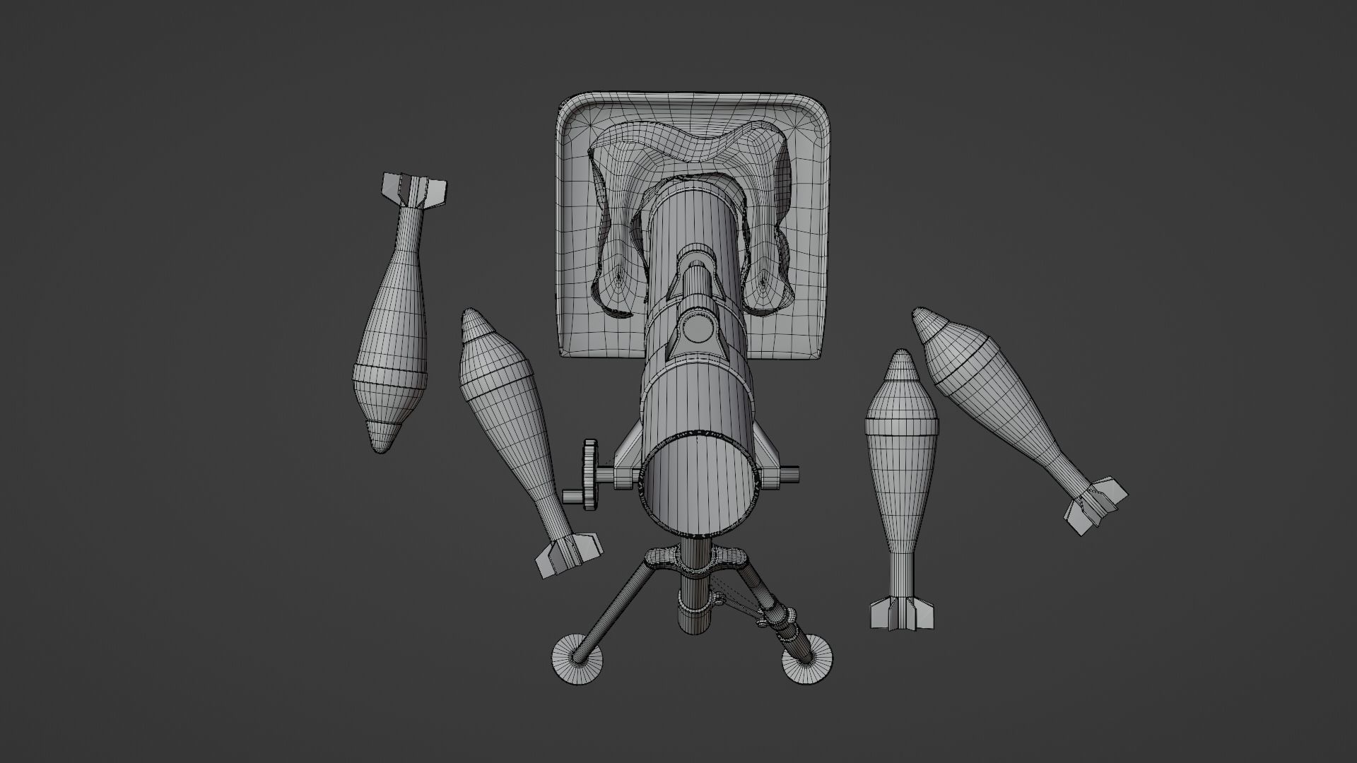 Mortar and Rocket 3D Model Wtih Blender 3D model_9