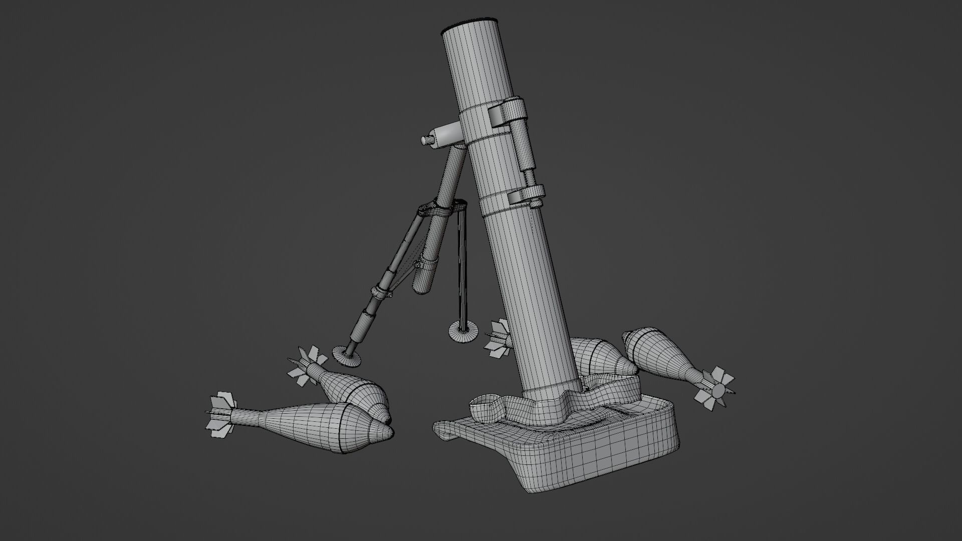 Mortar and Rocket 3D Model Wtih Blender 3D model_11