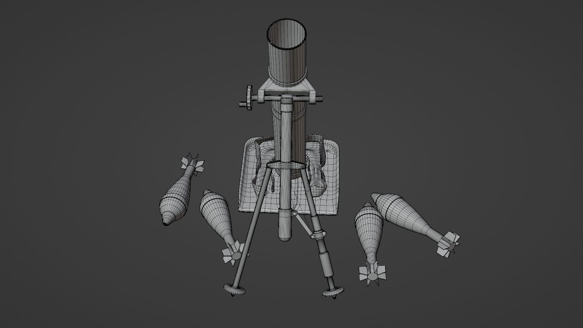 Mortar and Rocket 3D Model Wtih Blender 3D model_14