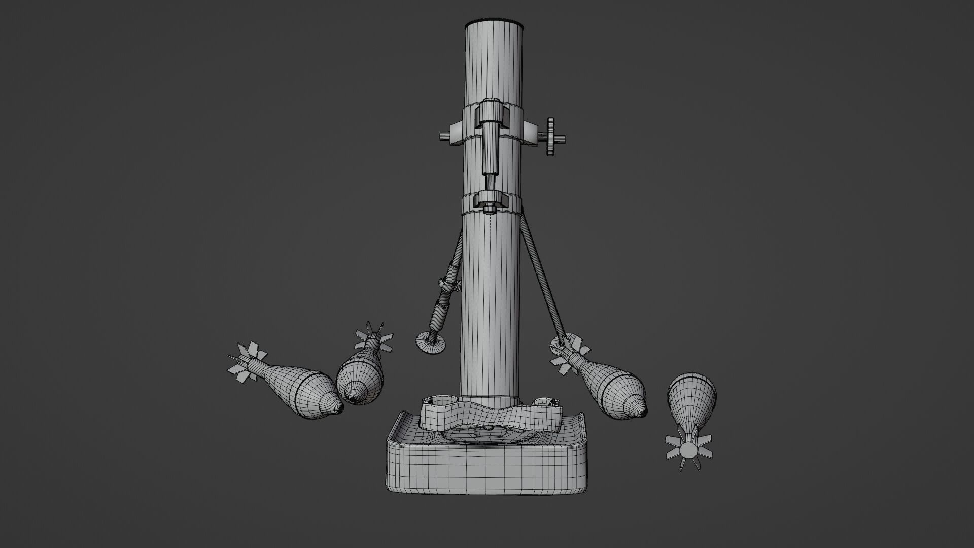 Mortar and Rocket 3D Model Wtih Blender 3D model_10