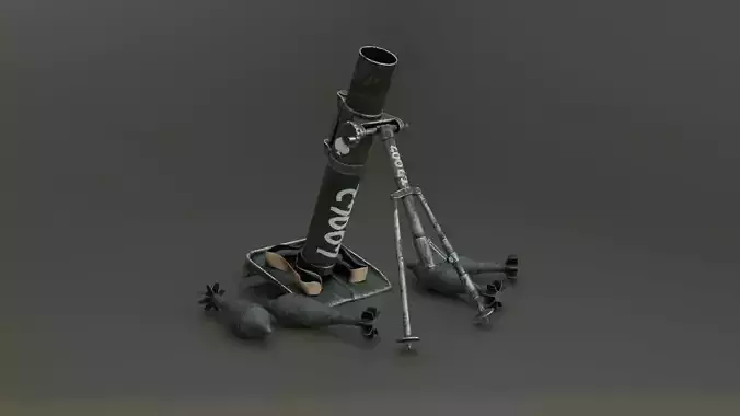 Mortar and Rocket 3D Model Wtih Blender 