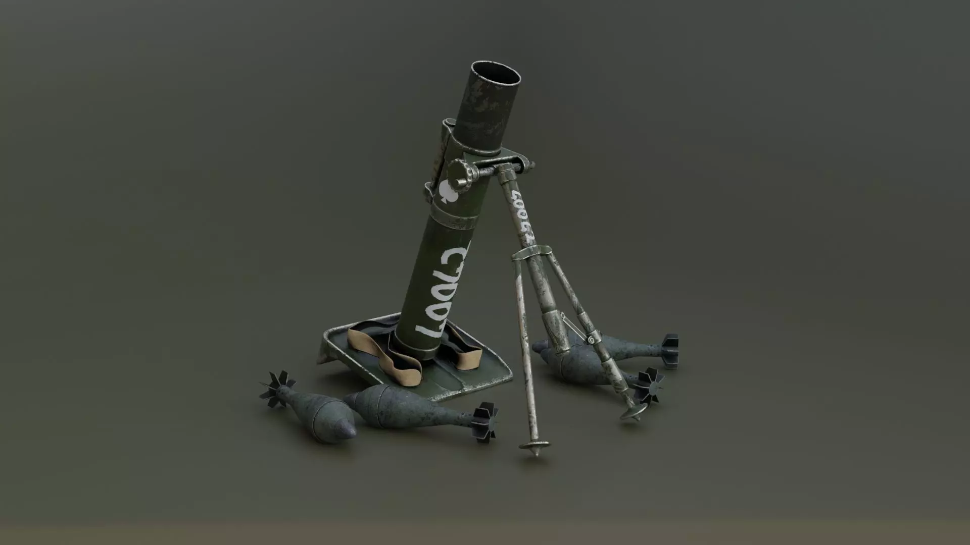 Mortar and Rocket 3D Model Wtih Blender 3D model_0