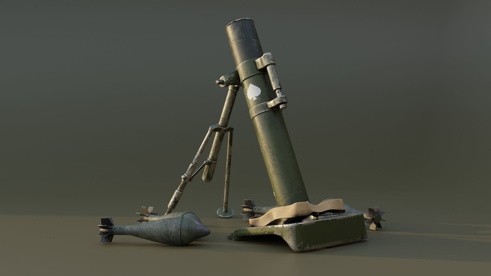 Mortar and Rocket 3D Model Wtih Blender 3D model_4