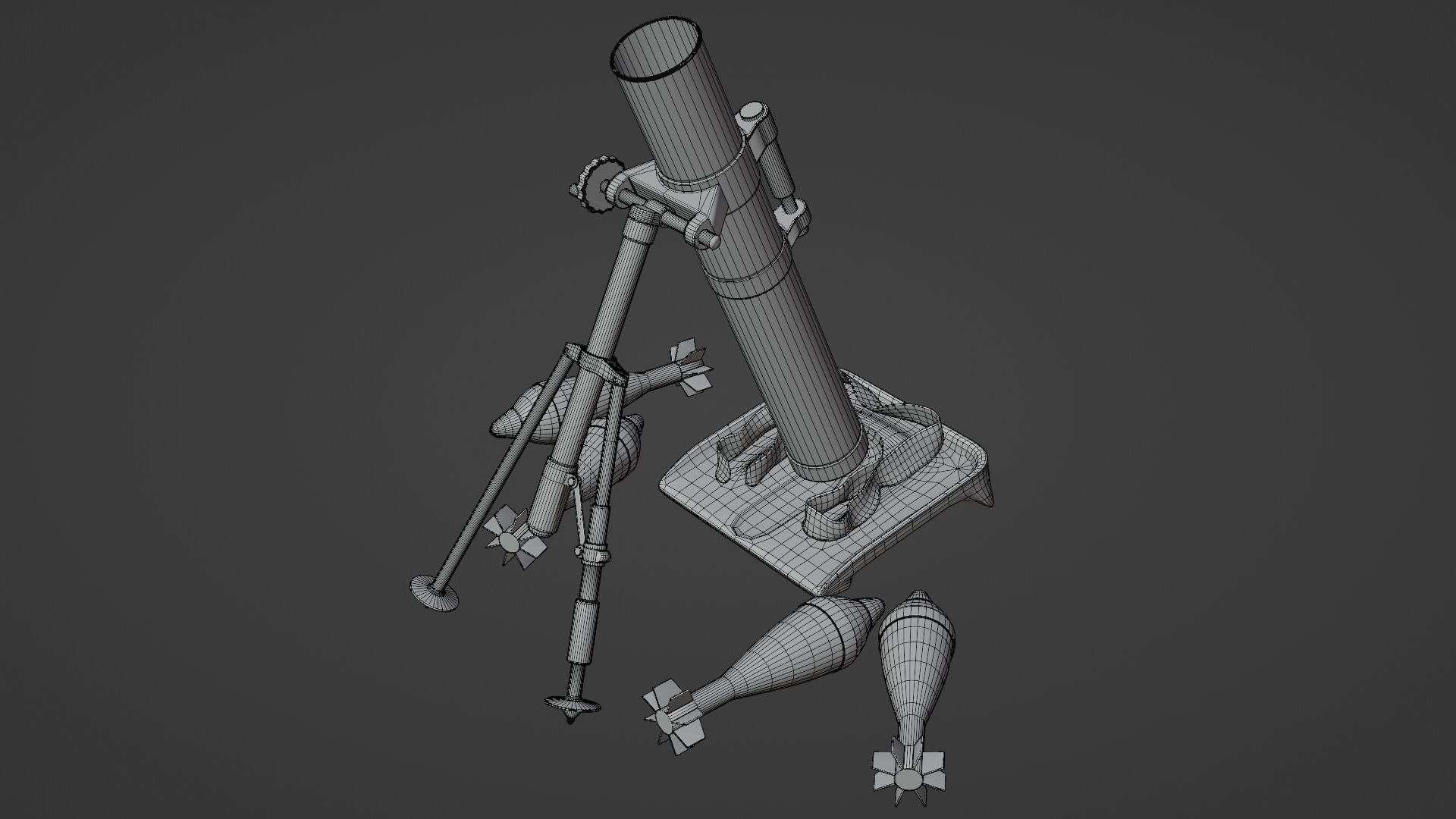 Mortar and Rocket 3D Model Wtih Blender 3D model_13