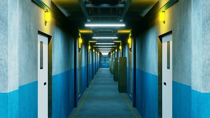 Modular Basement Corridor - Game Ready - PBR Low-poly 3D model