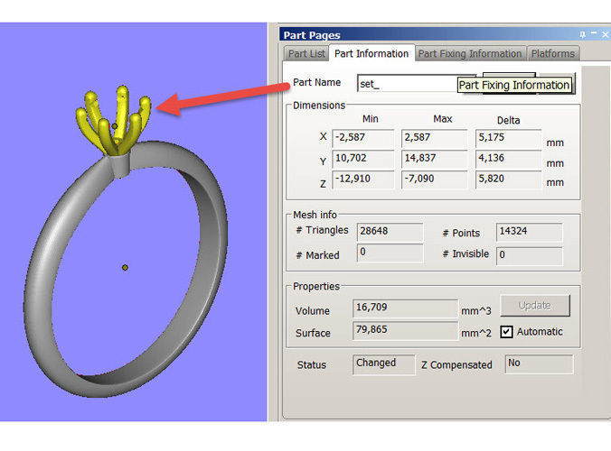 Gold engagement ring with diamond 0066 V1 set of sizes 3D print model_12
