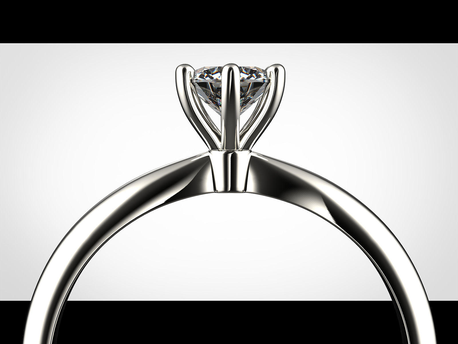 Gold engagement ring with diamond 0066 V1 set of sizes 3D print model_4