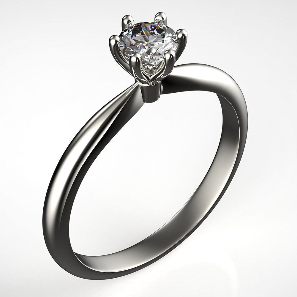 Gold engagement ring with diamond 0066 V1 set of sizes 3D print model_10