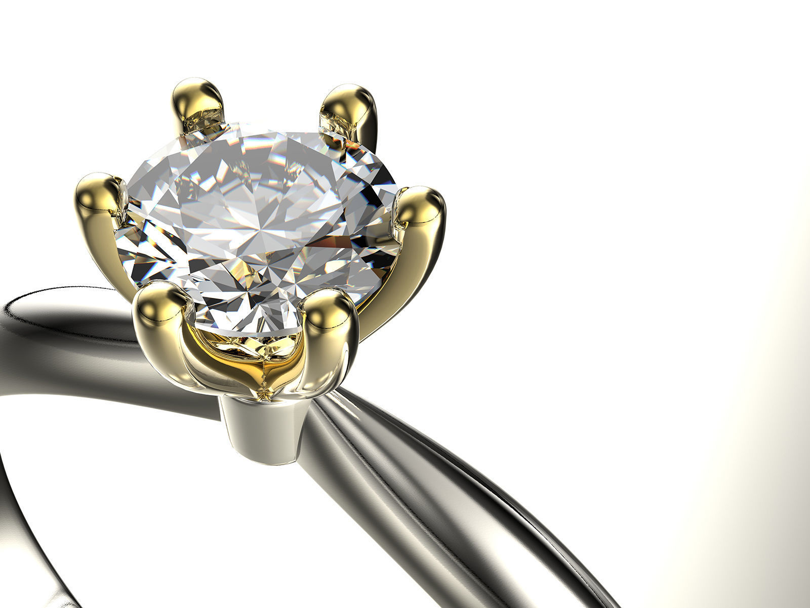 Gold engagement ring with diamond 0066 V1 set of sizes 3D print model_5