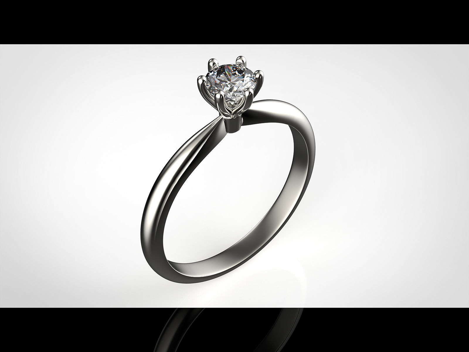 Gold engagement ring with diamond 0066 V1 set of sizes 3D print model_3