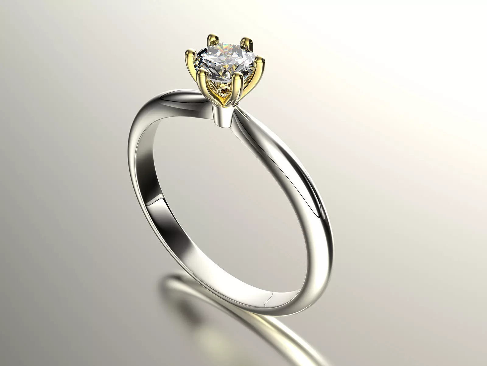 Gold engagement ring with diamond 0066 V1 set of sizes 3D print model_0