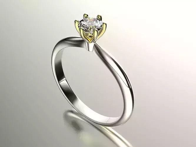 Gold engagement ring with diamond 0066 V1 set of sizes 3D print model