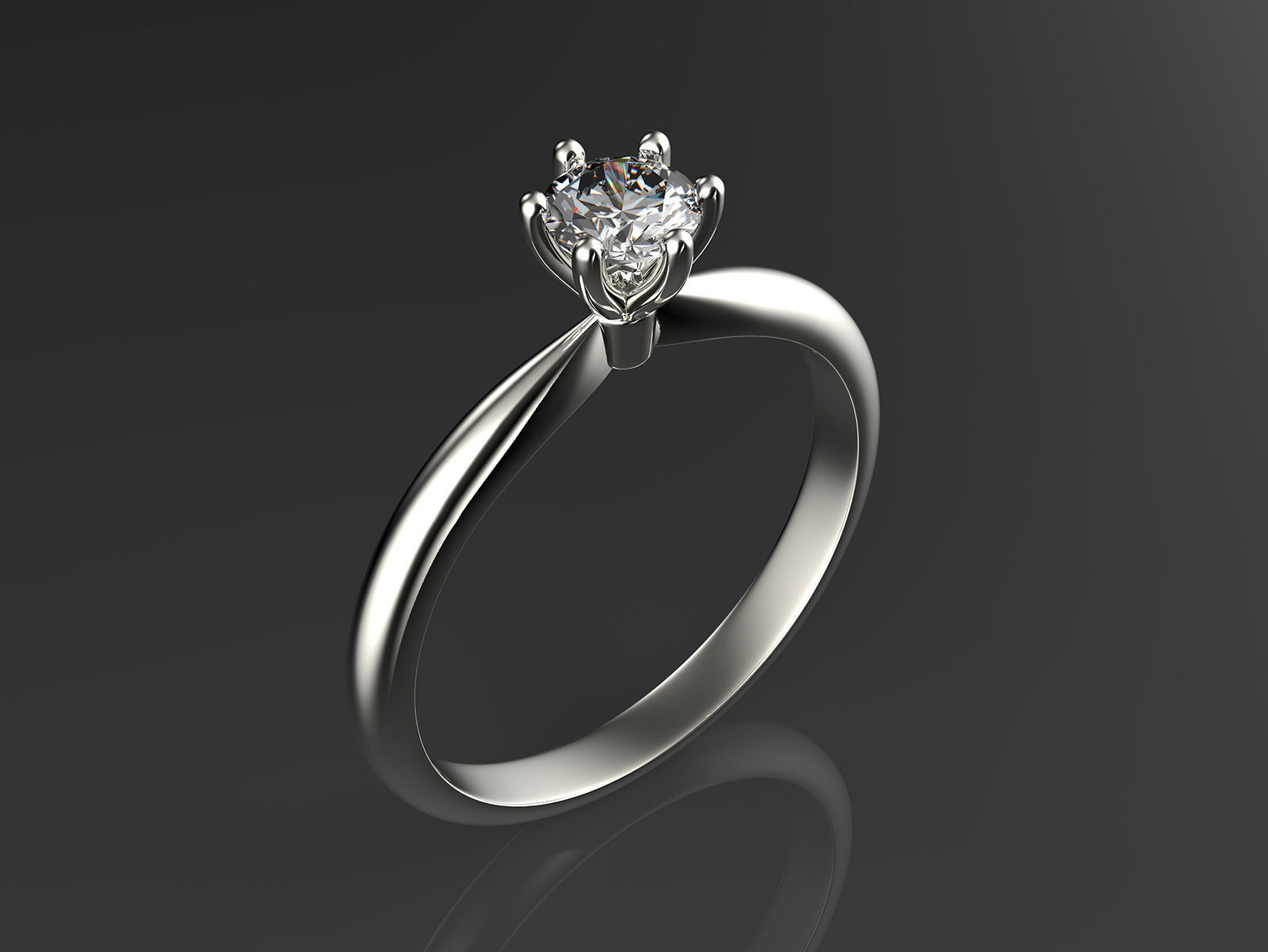Gold engagement ring with diamond 0066 V1 set of sizes 3D print model_2