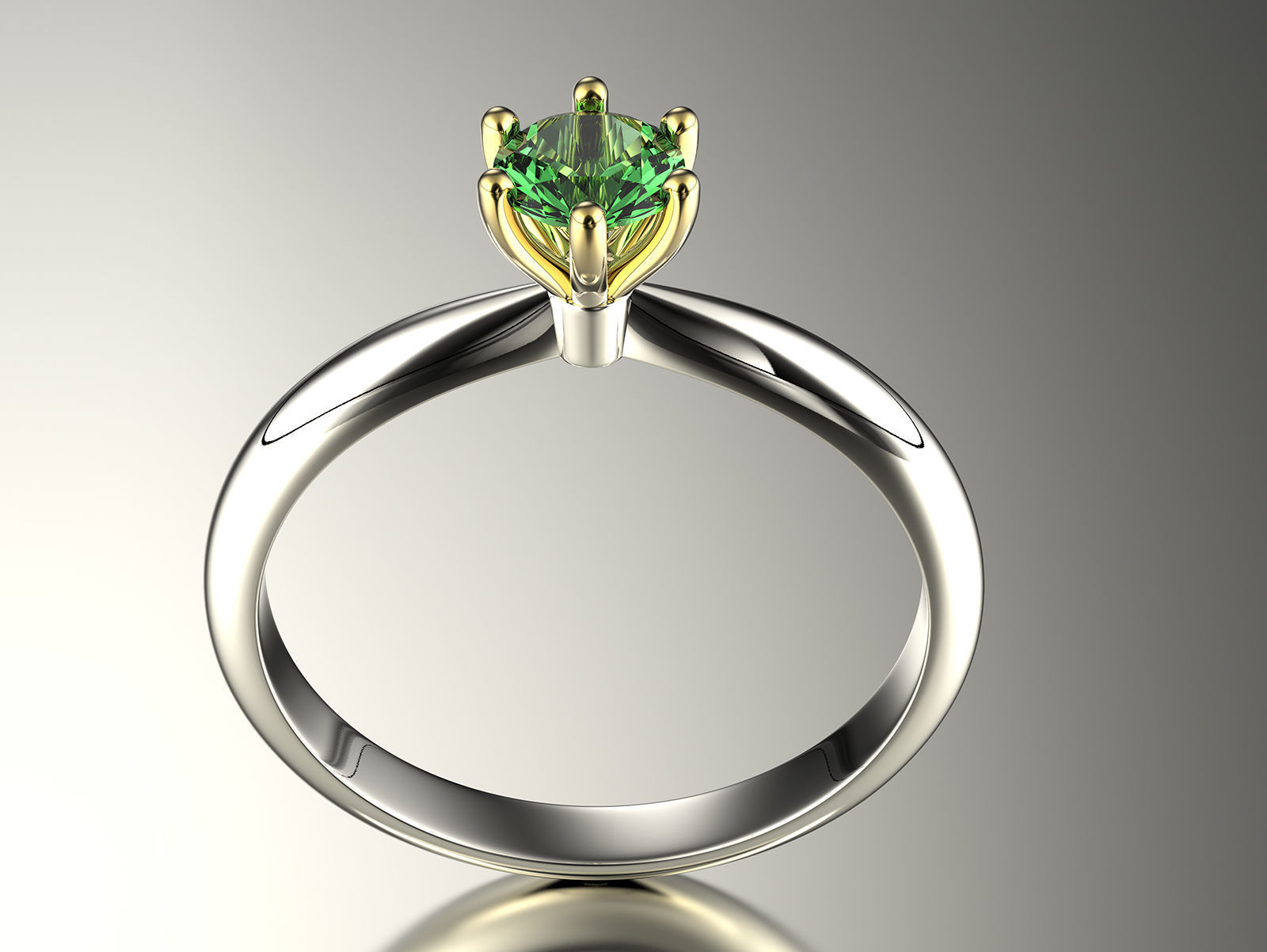 Gold engagement ring with diamond 0066 V1 set of sizes 3D print model_6