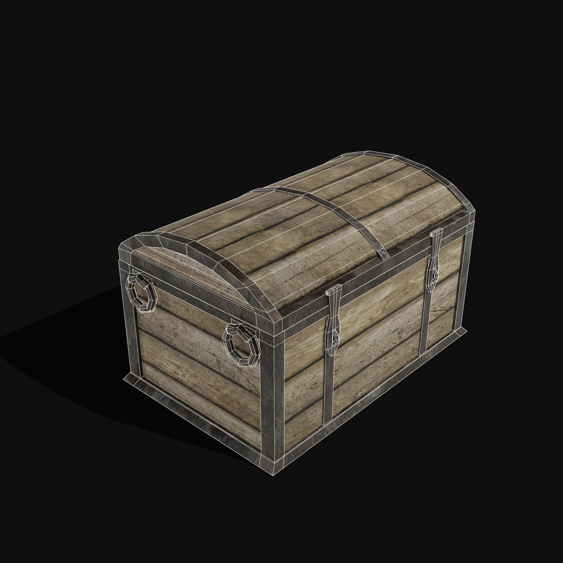 TREASURE CHEST GENERIC OLD WOODEN CONTAINER LOOT COLLECTION Low-poly 3D model_13