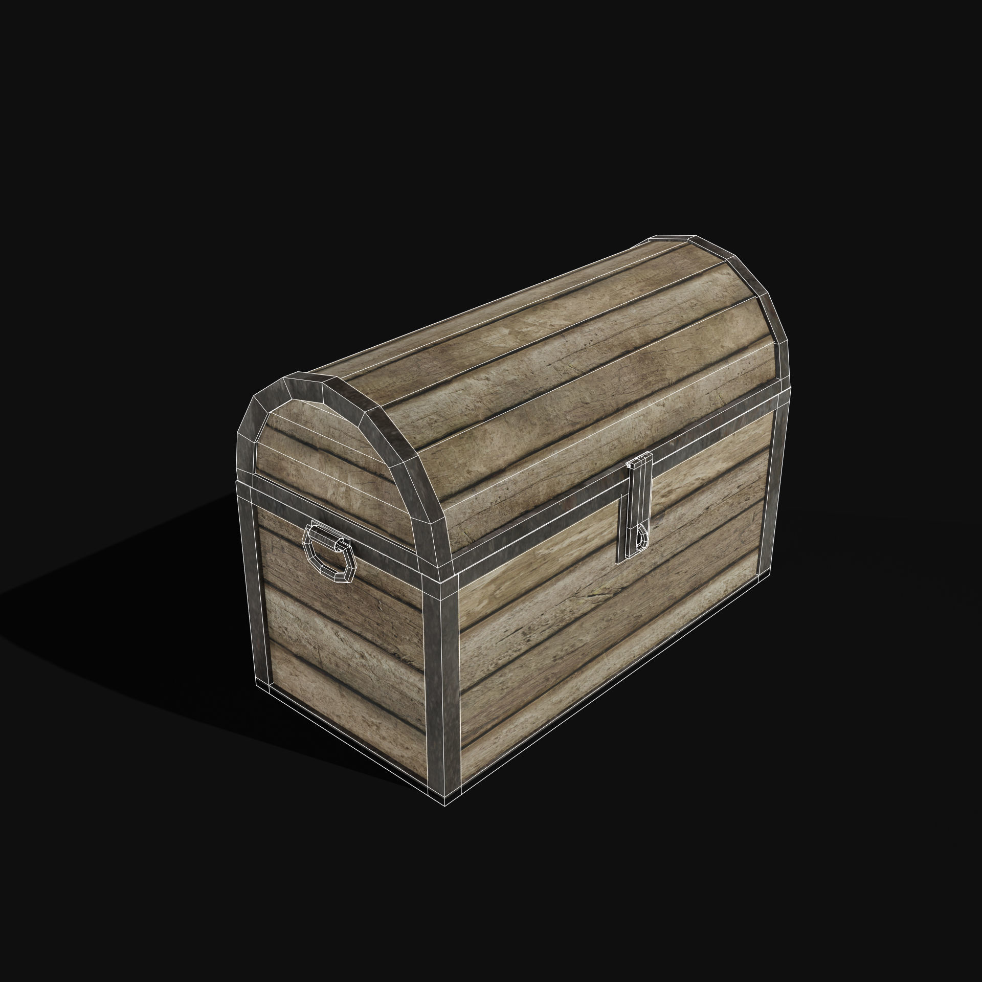 TREASURE CHEST GENERIC OLD WOODEN CONTAINER LOOT COLLECTION Low-poly 3D model_3