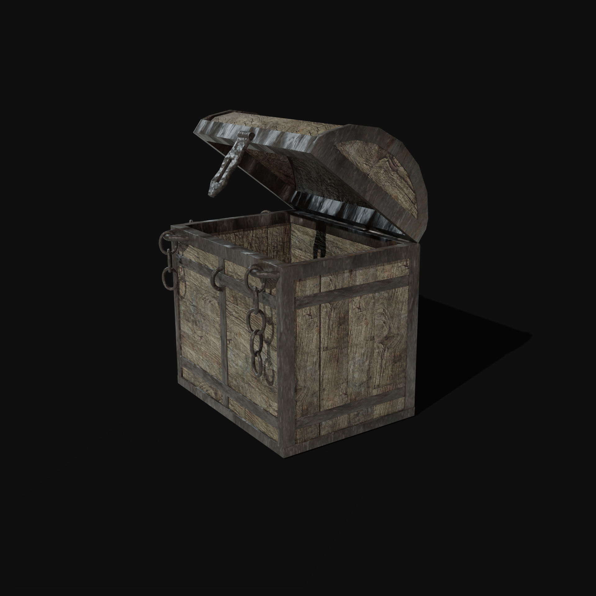 TREASURE CHEST GENERIC OLD WOODEN CONTAINER LOOT COLLECTION Low-poly 3D model_36