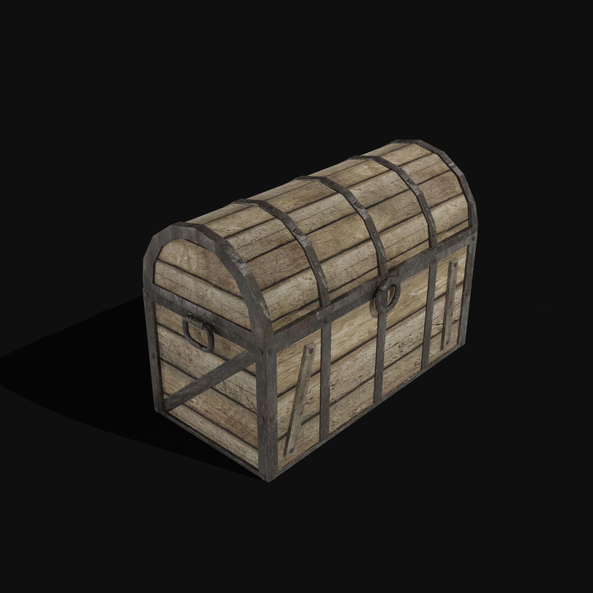 TREASURE CHEST GENERIC OLD WOODEN CONTAINER LOOT COLLECTION Low-poly 3D model_7