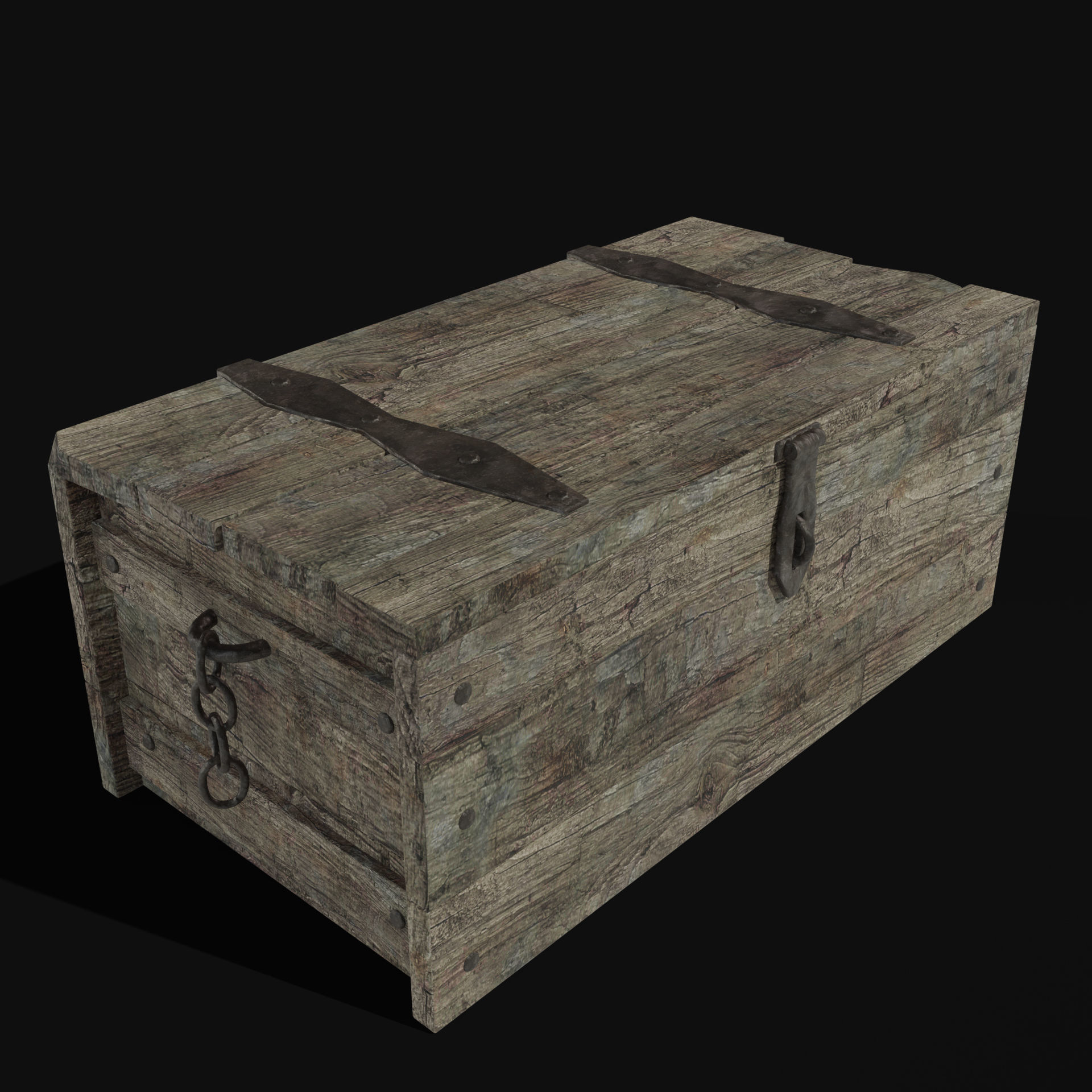 TREASURE CHEST GENERIC OLD WOODEN CONTAINER LOOT COLLECTION Low-poly 3D model_22