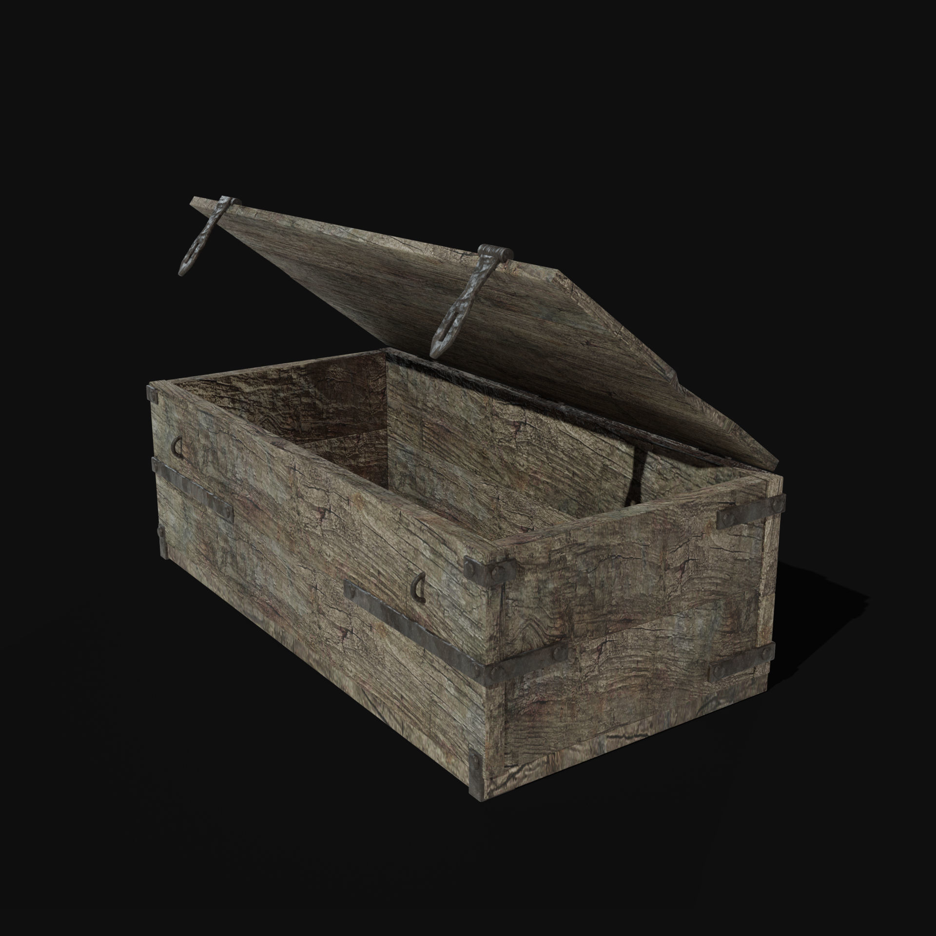 TREASURE CHEST GENERIC OLD WOODEN CONTAINER LOOT COLLECTION Low-poly 3D model_41