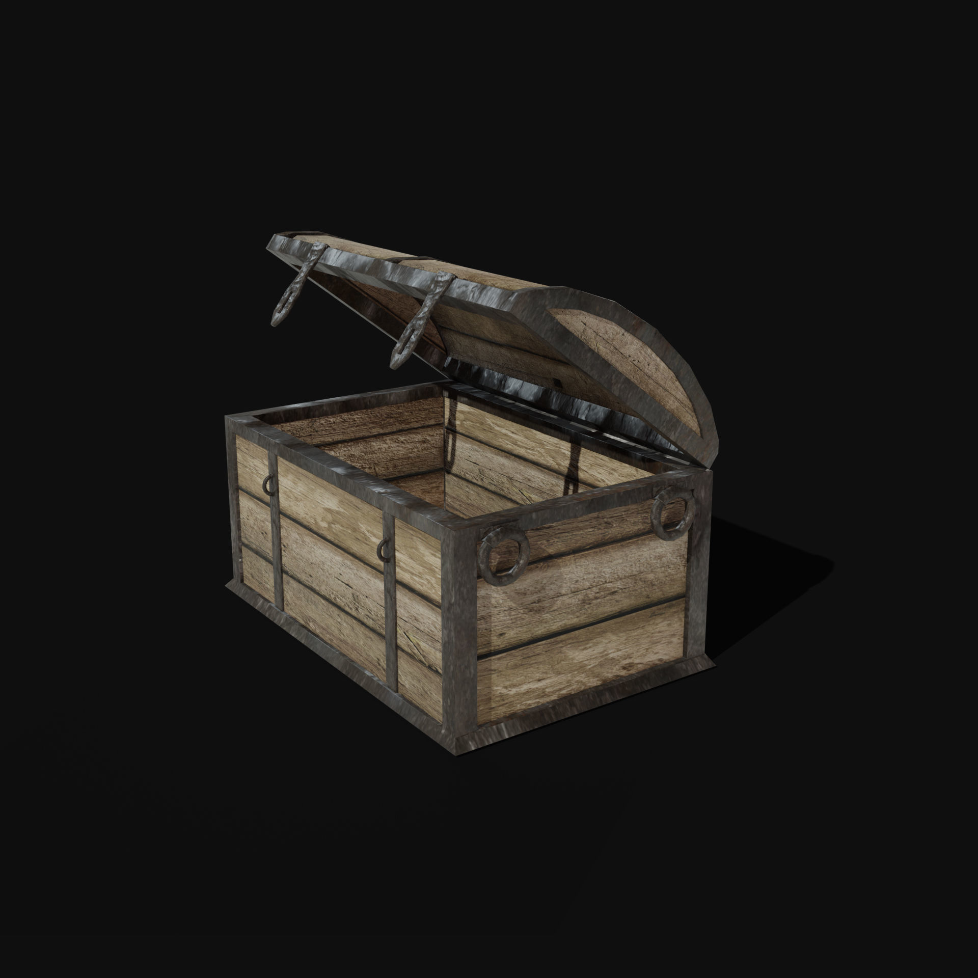 TREASURE CHEST GENERIC OLD WOODEN CONTAINER LOOT COLLECTION Low-poly 3D model_16