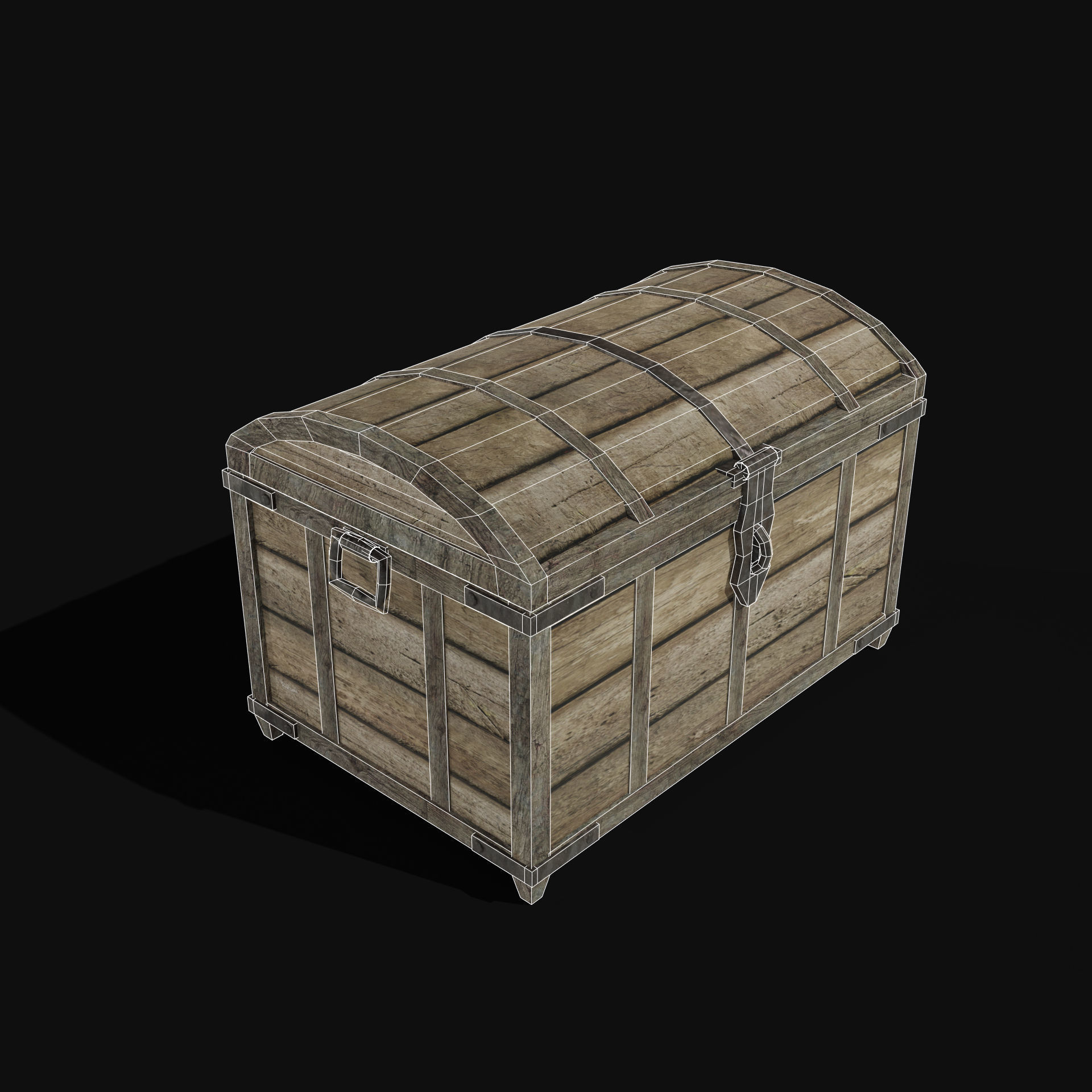 TREASURE CHEST GENERIC OLD WOODEN CONTAINER LOOT COLLECTION Low-poly 3D model_43